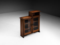 Dutch Art Deco Cabinet in Oak Glass and Brass