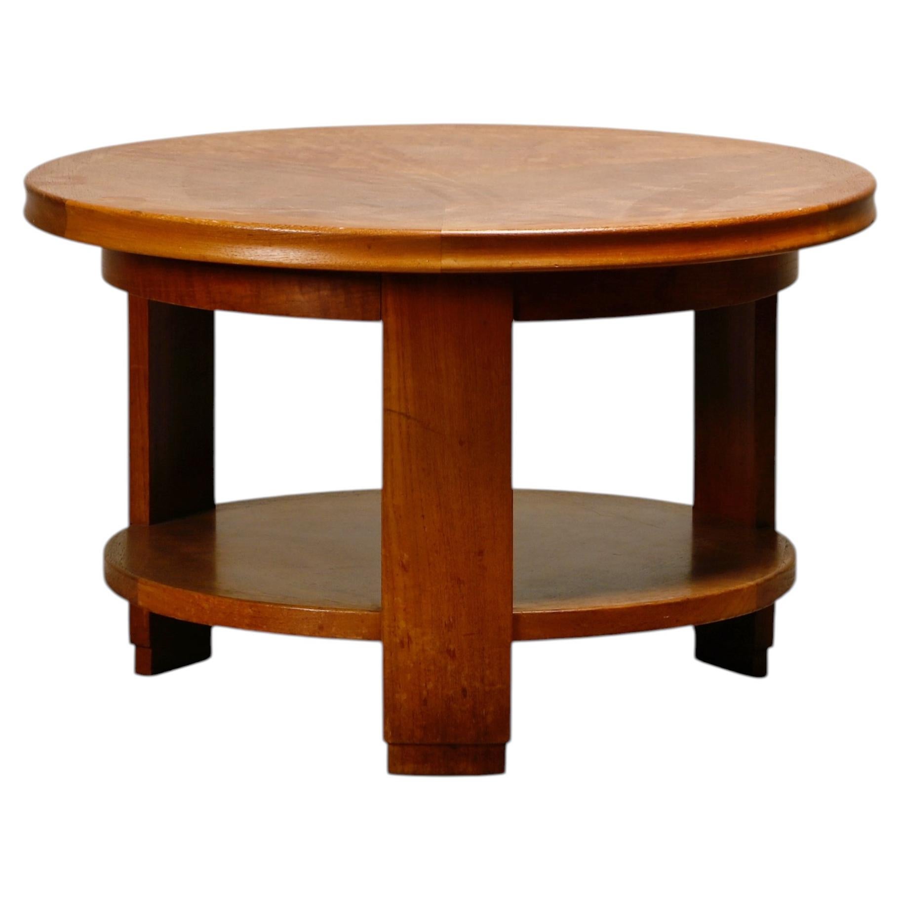 Dutch Art Deco circular Coffee or Side Table in Oak, 1930s