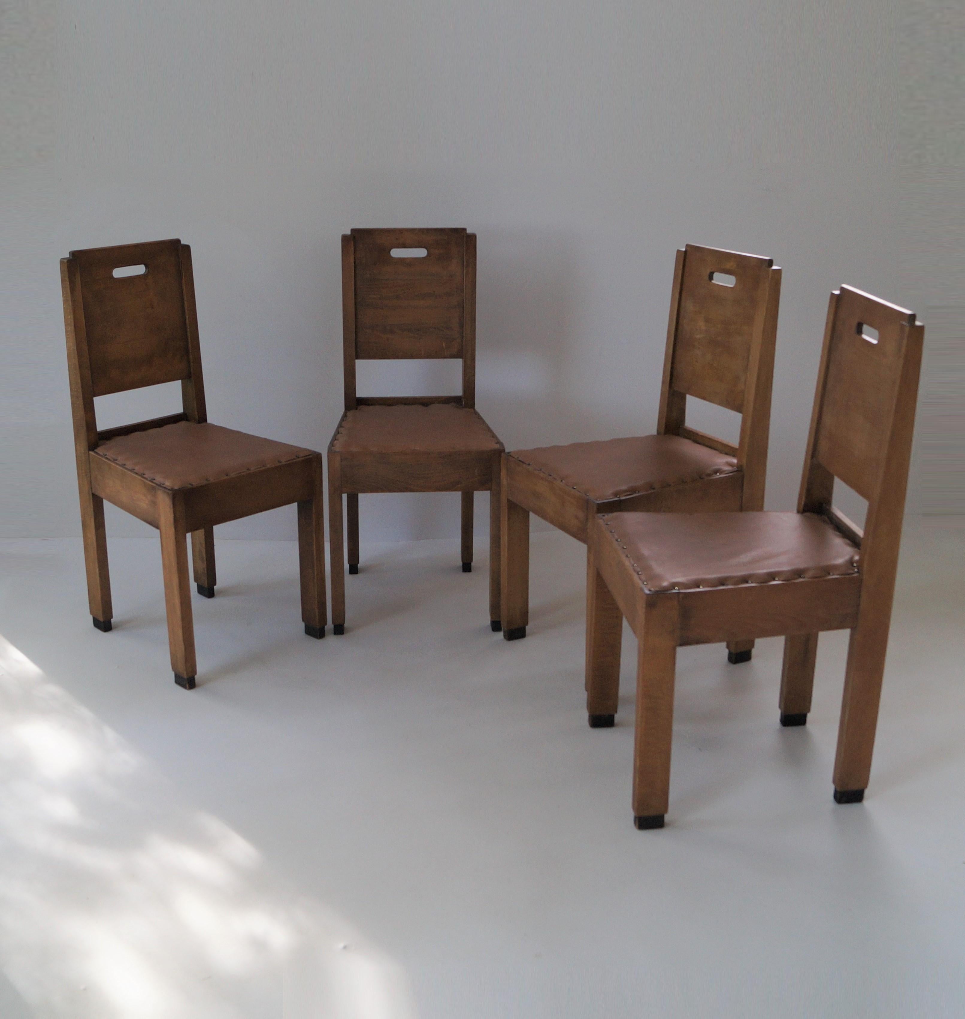Oak Dutch Art Deco De Stijl/Haagse School set of chairs, 1920s For Sale