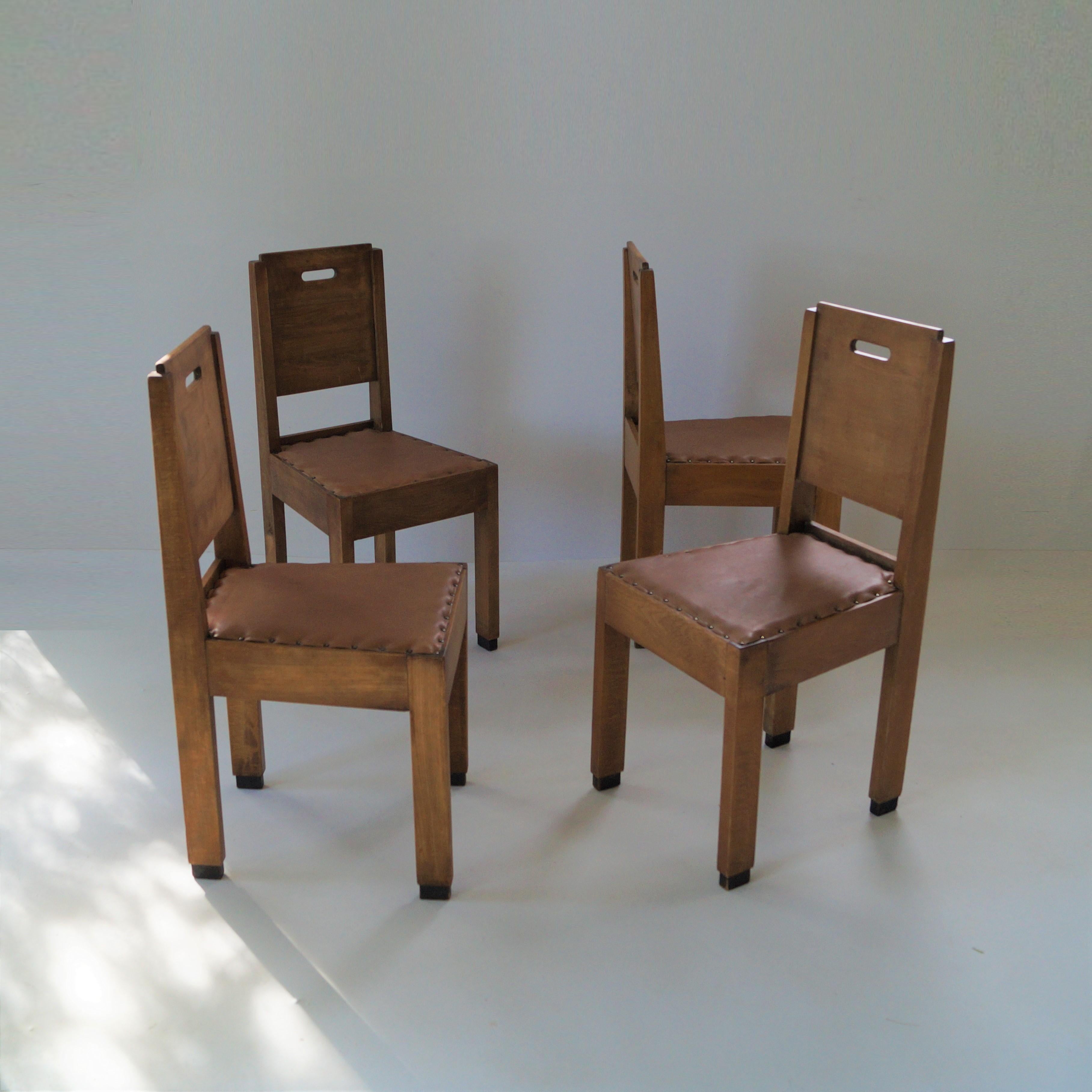 Chêne Ensemble de chaises Art Déco De Stijl/Haagse School, années 1920 en vente