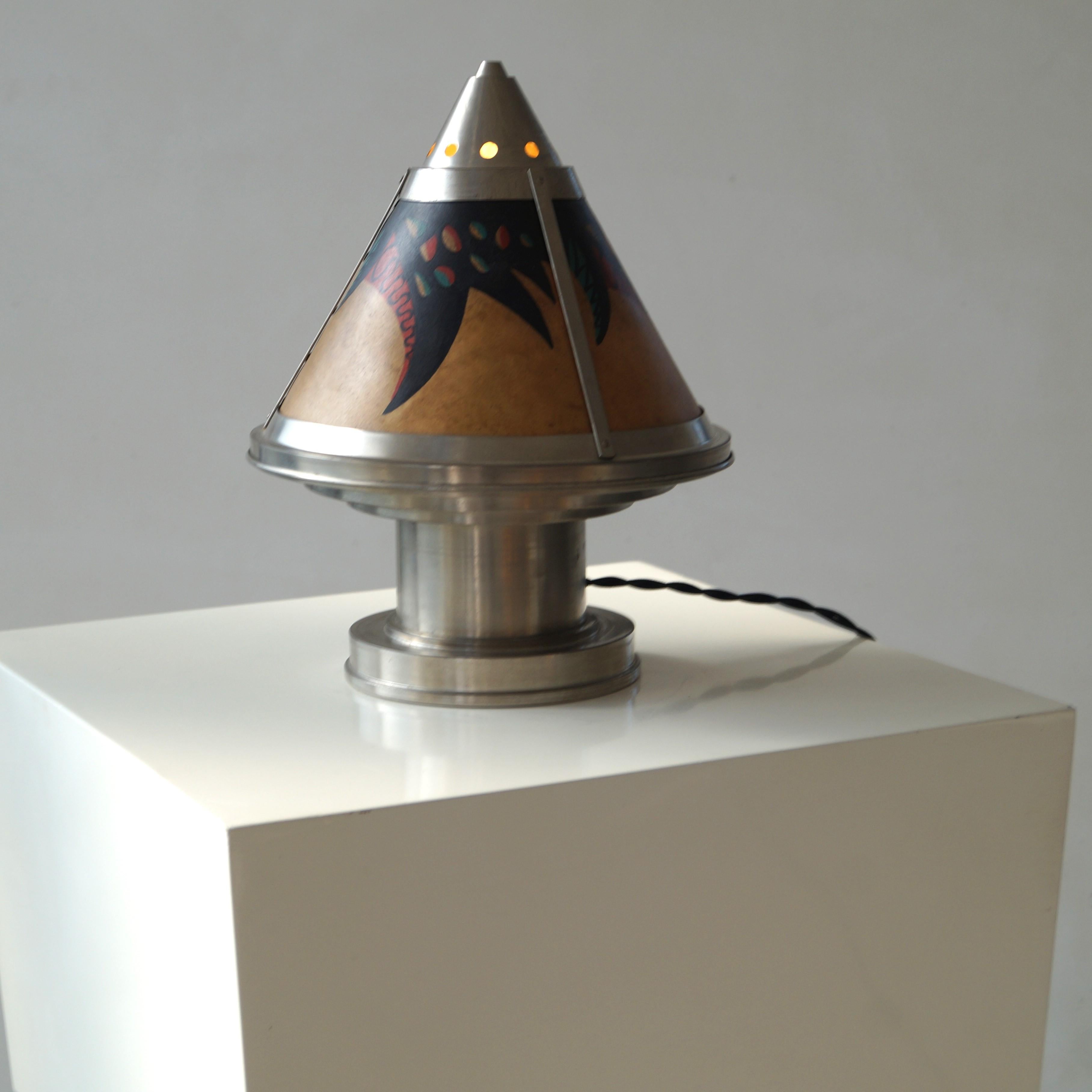 Plaqué Lampe de bureau Art déco hollandaise par Daalderop, années 1920 en vente