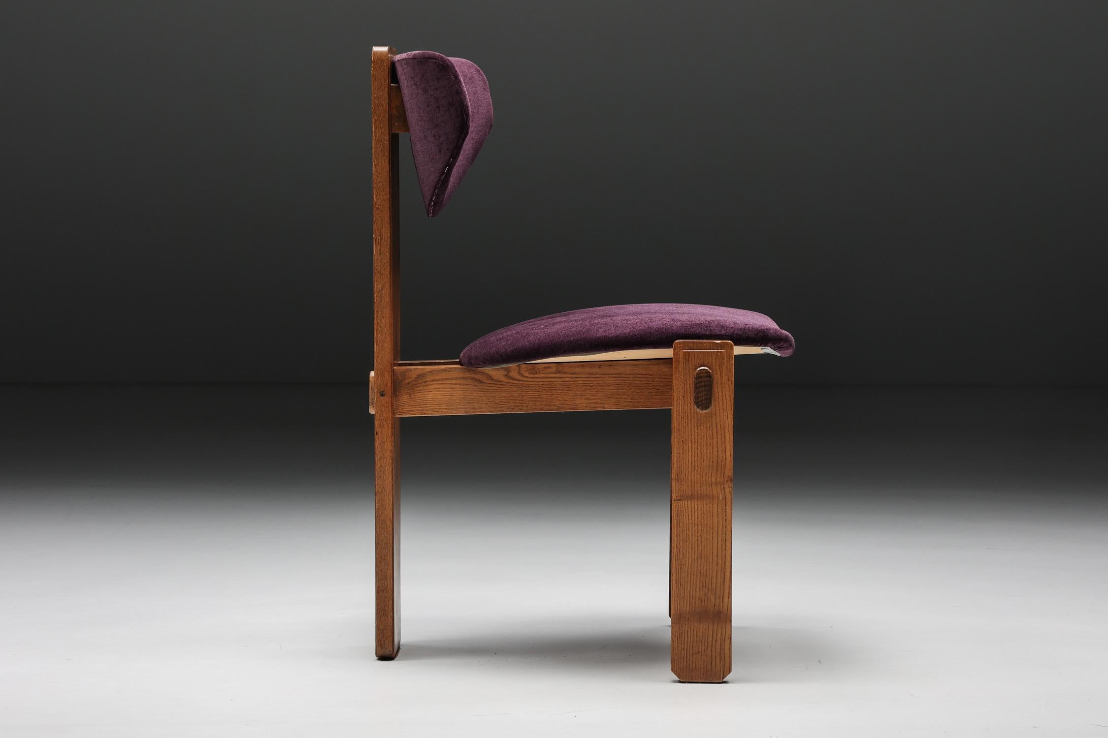 Dutch Art Deco Dining Chairs Velvet Amsterdamse School, Early 20th Century 6