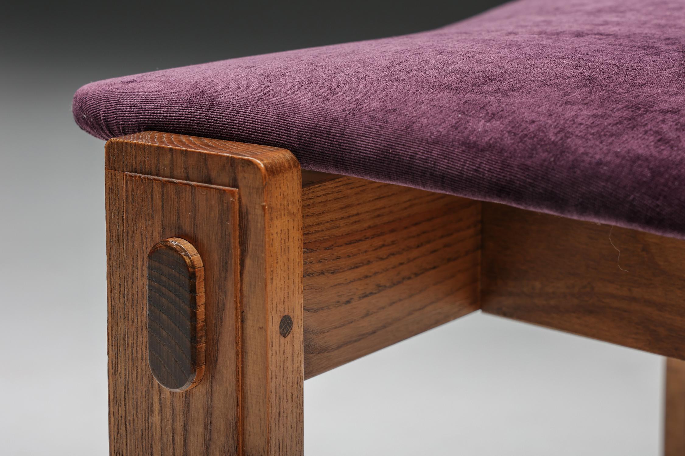 Dutch Art Deco Dining Chairs Velvet Amsterdamse School, Early 20th Century 8
