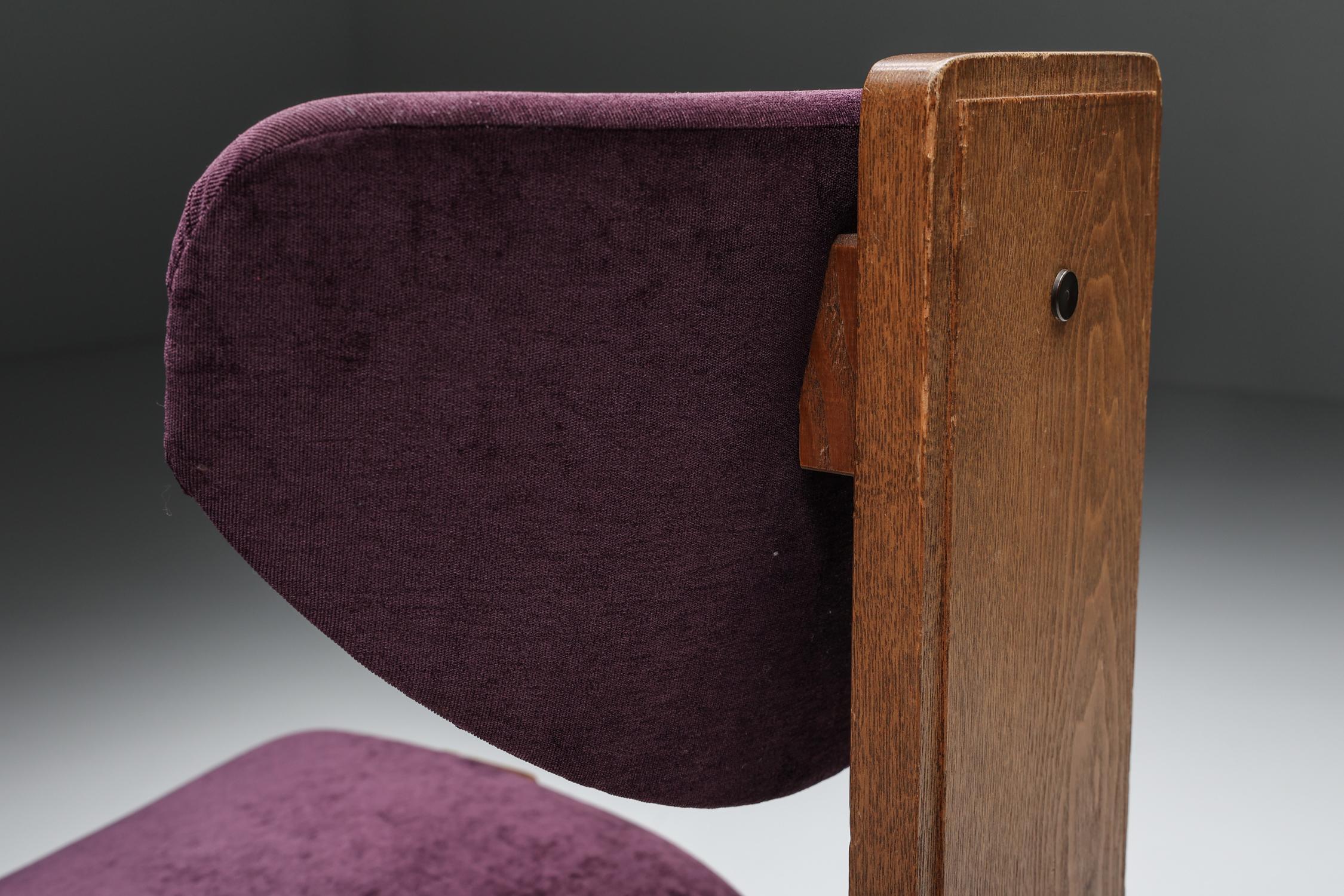 Dutch Art Deco Dining Chairs Velvet Amsterdamse School, Early 20th Century 9