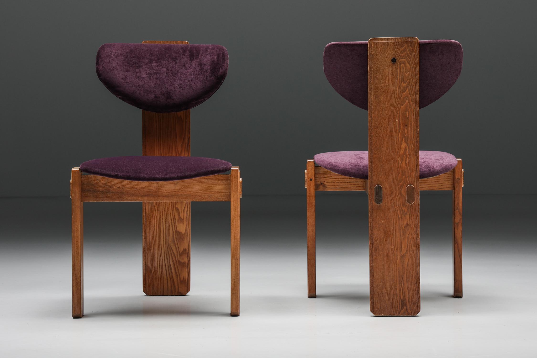Dutch Art Deco Dining Chairs Velvet Amsterdamse School, Early 20th Century 1