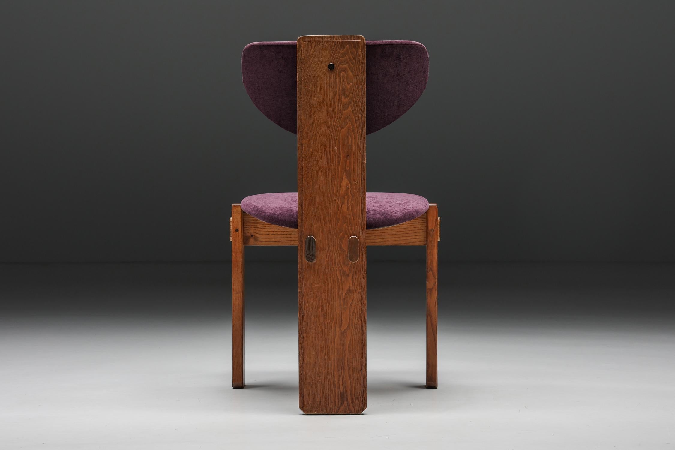Dutch Art Deco Dining Chairs Velvet Amsterdamse School, Early 20th Century 5