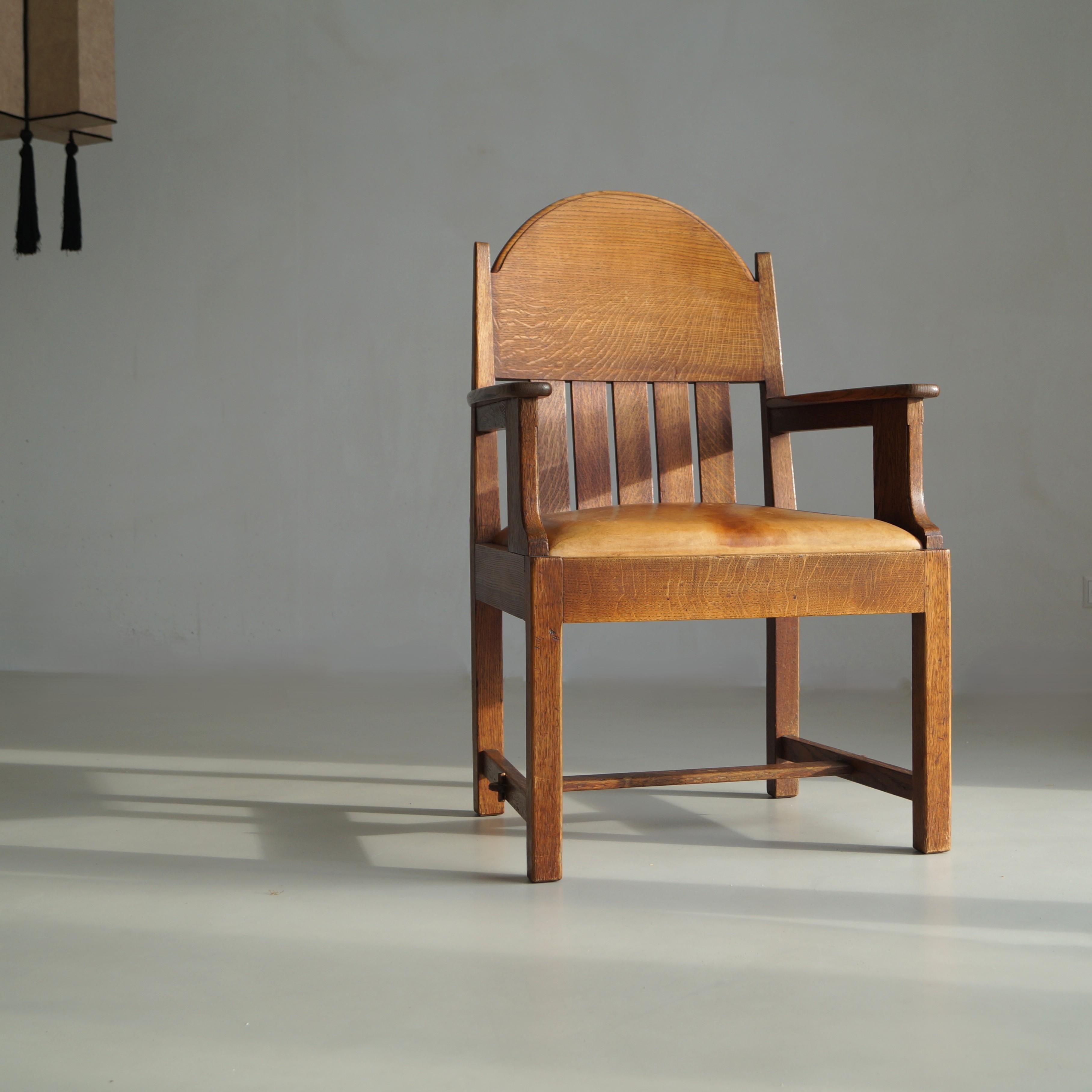 Arts and Crafts Fauteuil hollandais Art déco précoce par Hendrik Wouda pour Pander & Sons, années 1920 en vente