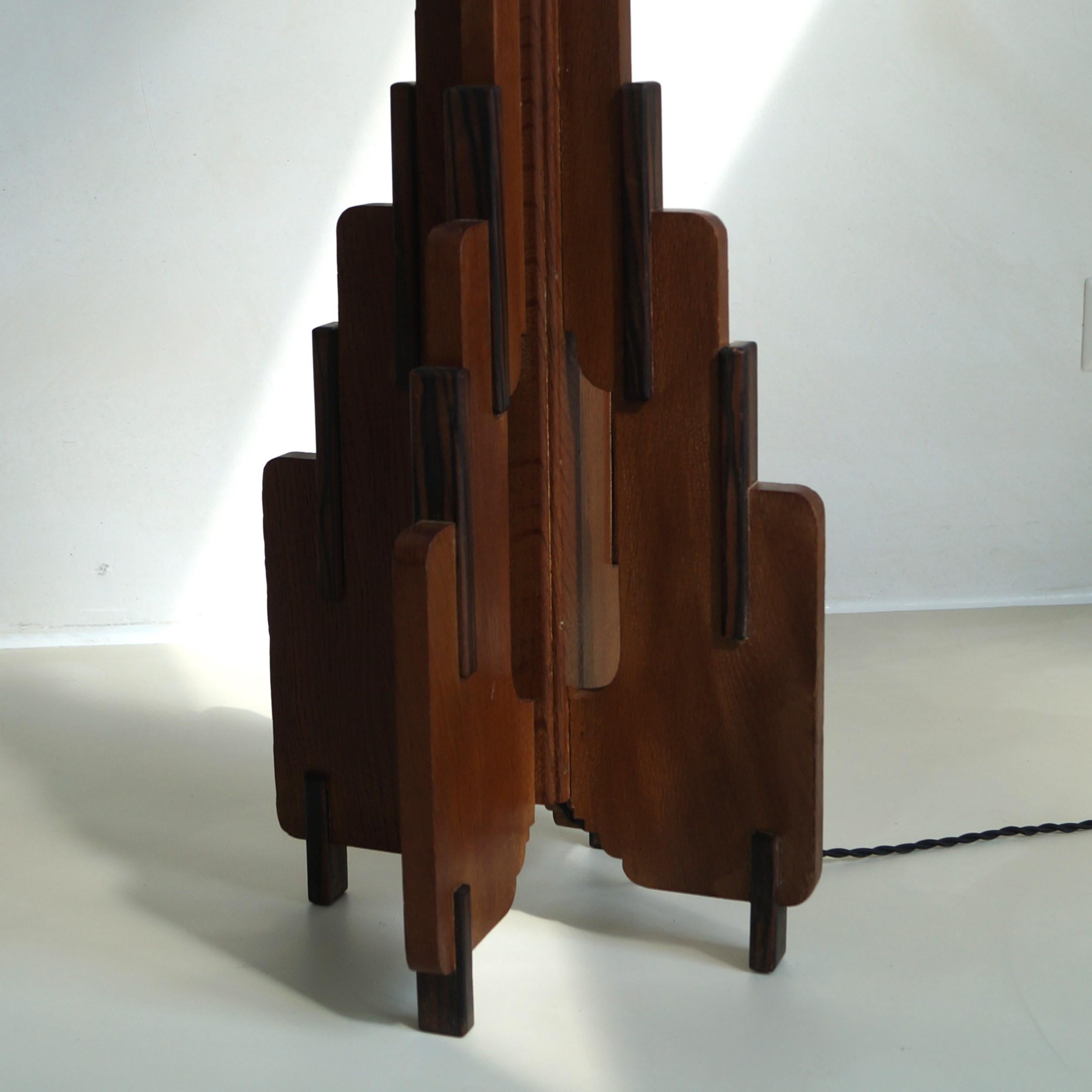 Oak Dutch Art Deco Floor Lamp by P.E.L. Izeren for De Genneper Molen, 1920s