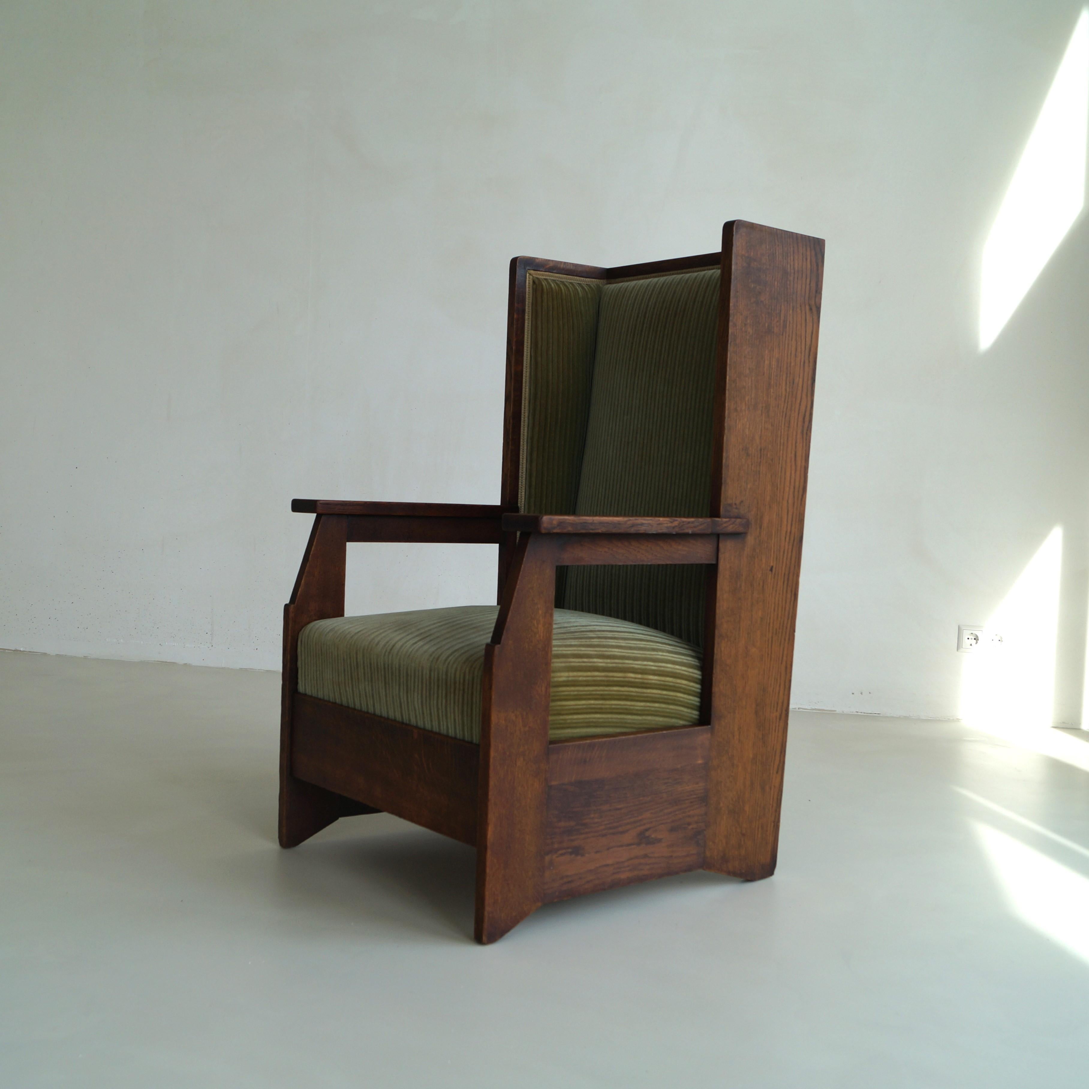 Dutch Art Deco Haagse School high back chair by Hendrik Wouda for Pander, 1924 4