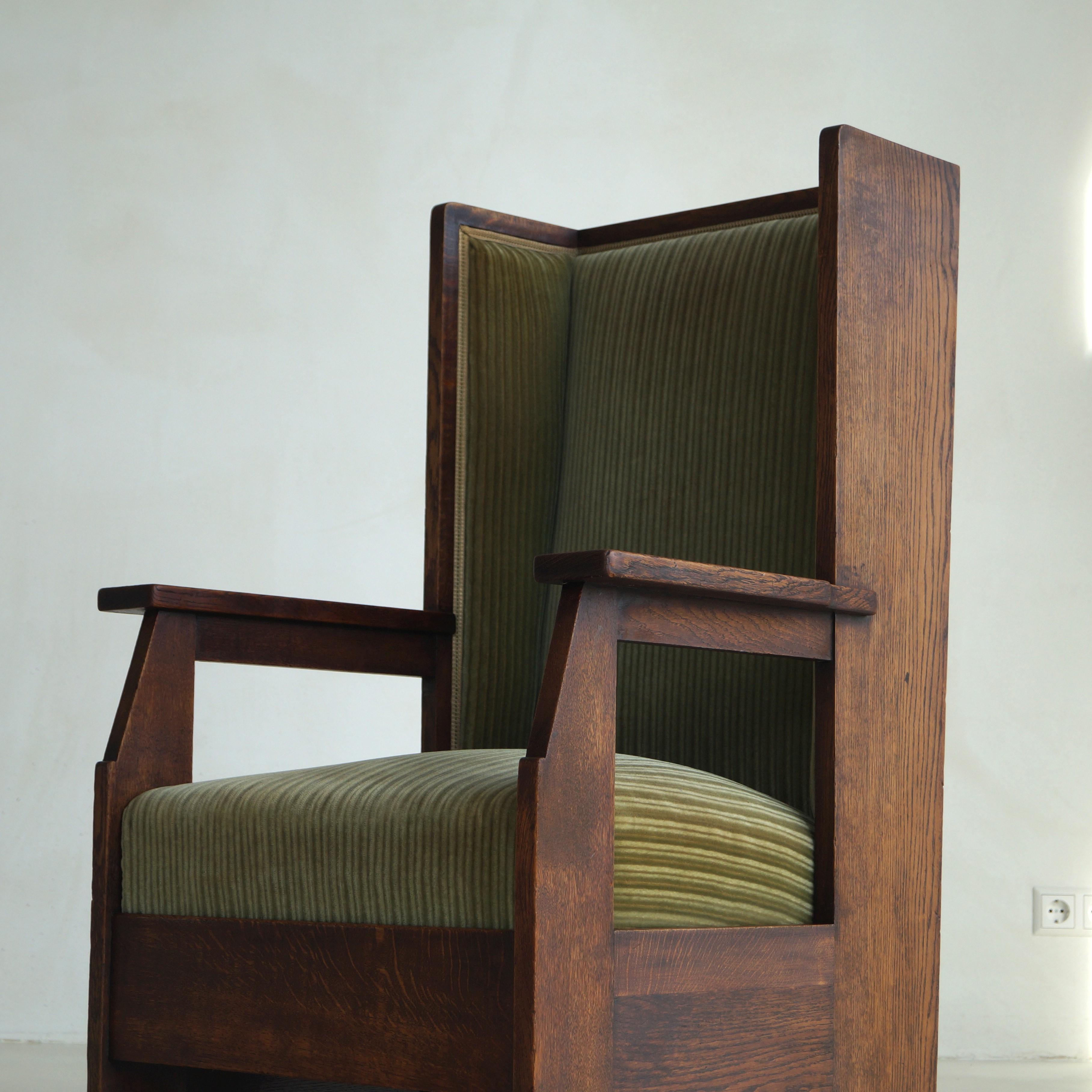 Dutch Art Deco Haagse School high back chair by Hendrik Wouda for Pander, 1924 For Sale 5