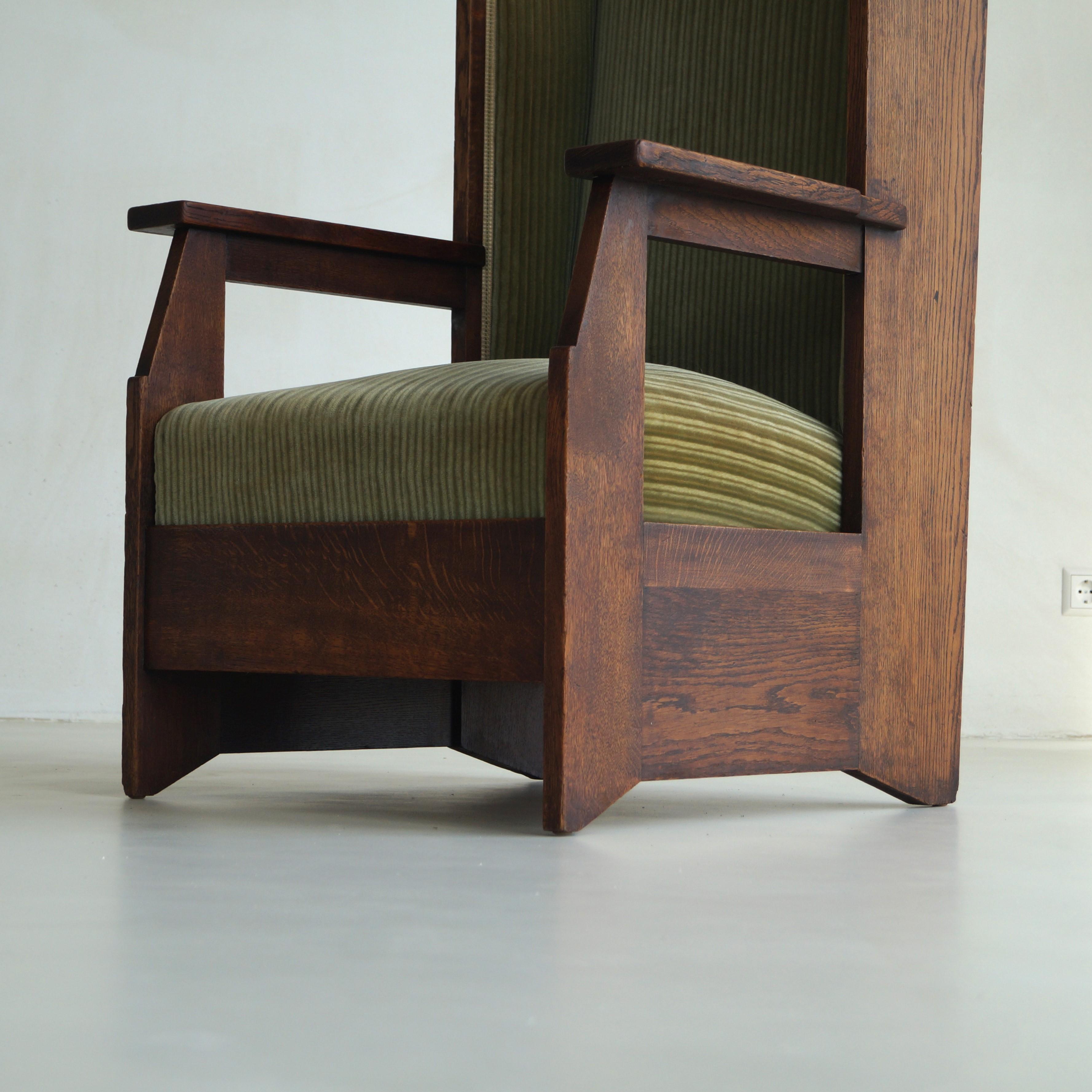 Dutch Art Deco Haagse School high back chair by Hendrik Wouda for Pander, 1924 For Sale 6