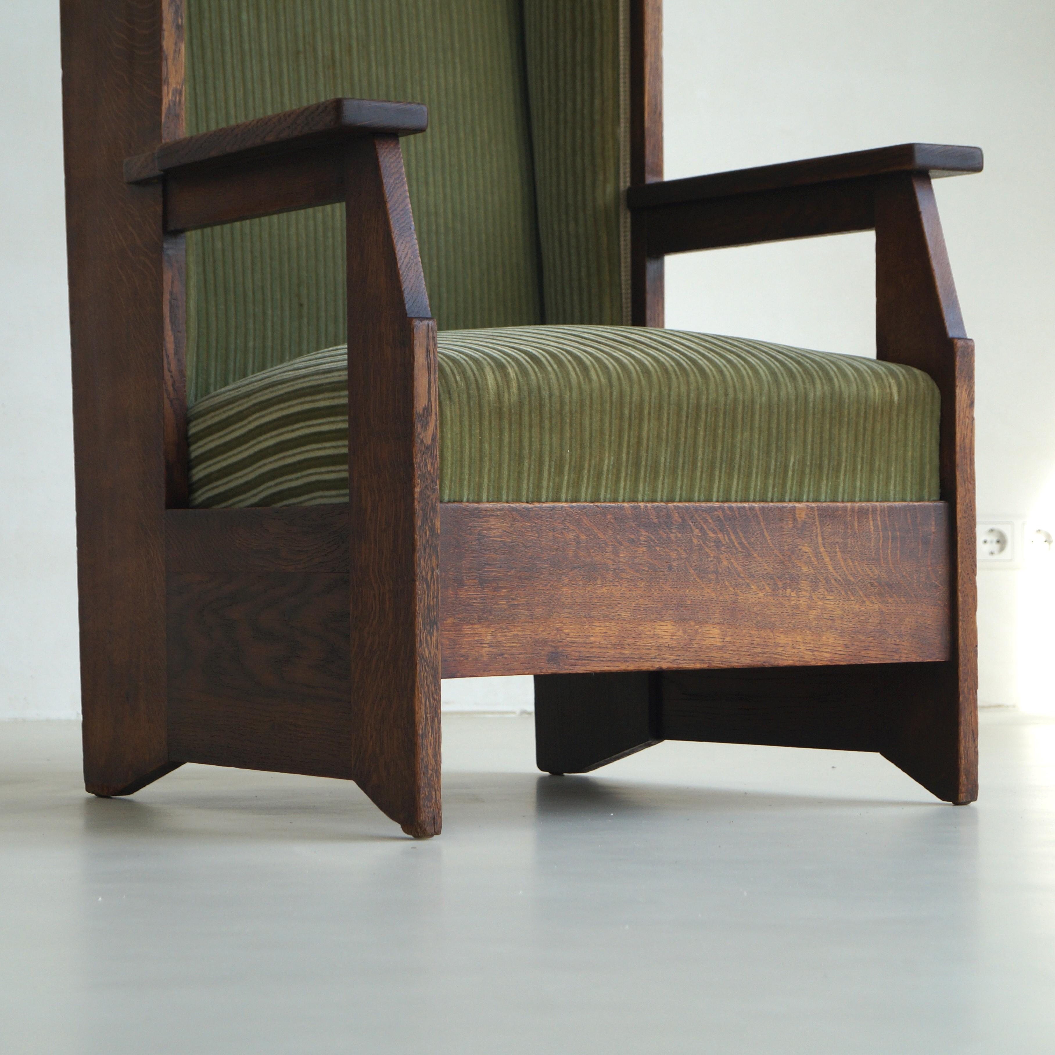 Dutch Art Deco Haagse School high back chair by Hendrik Wouda for Pander, 1924 For Sale 7