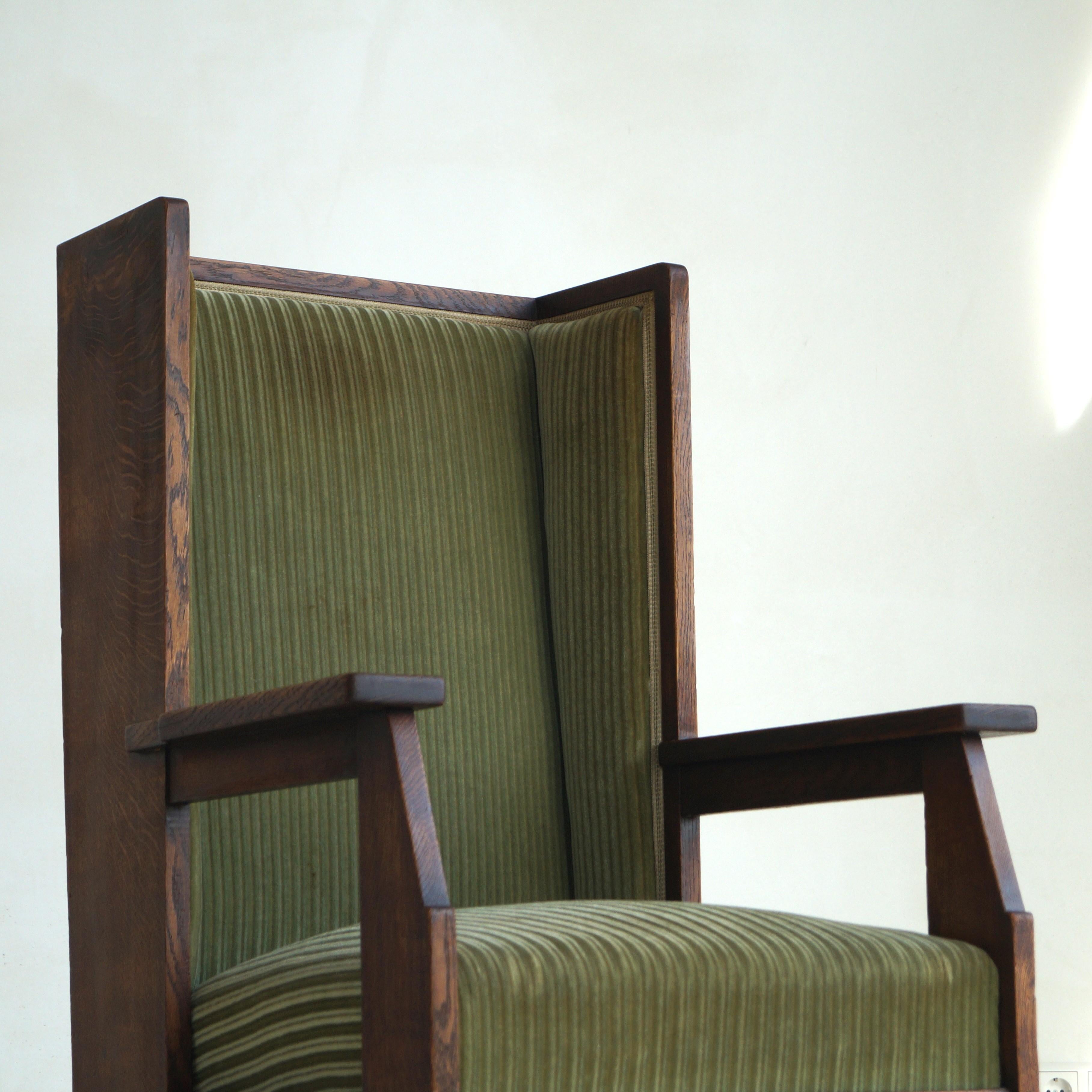 Dutch Art Deco Haagse School high back chair by Hendrik Wouda for Pander, 1924 For Sale 8
