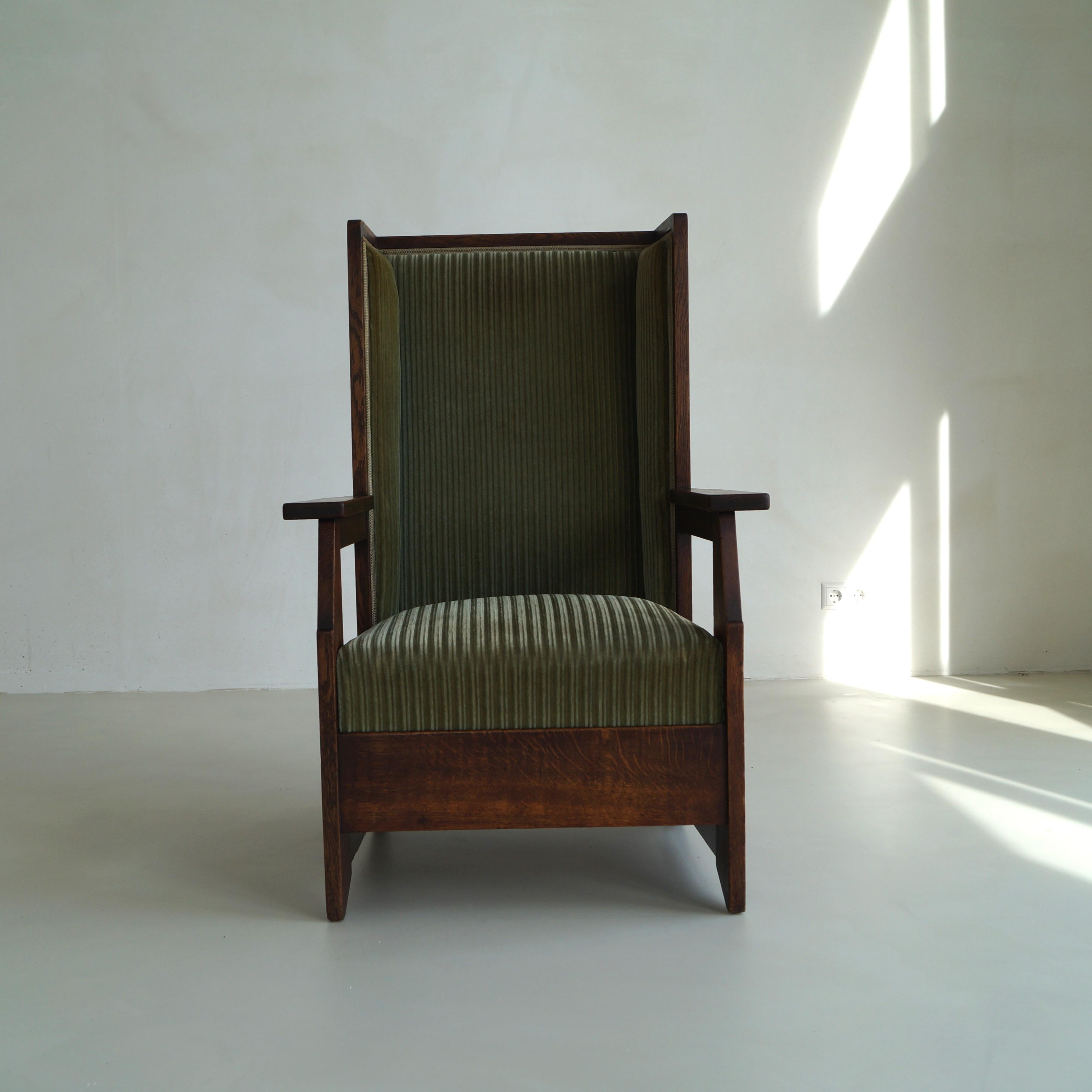 Dutch Art Deco Haagse School high back chair by Hendrik Wouda for Pander, 1924 For Sale 10