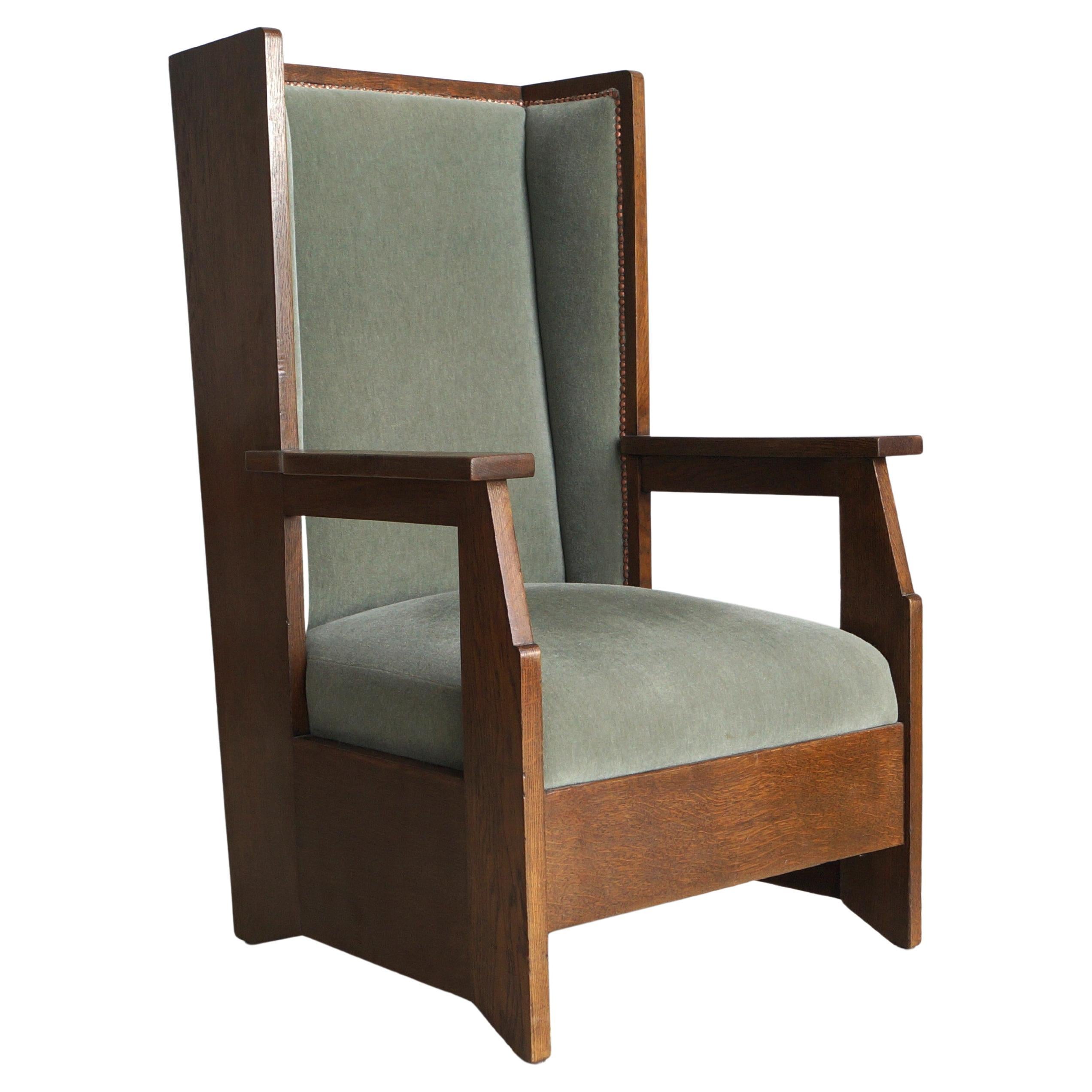 Dutch Art Deco Haagse School high back chair by Hendrik Wouda for Pander, 1924
