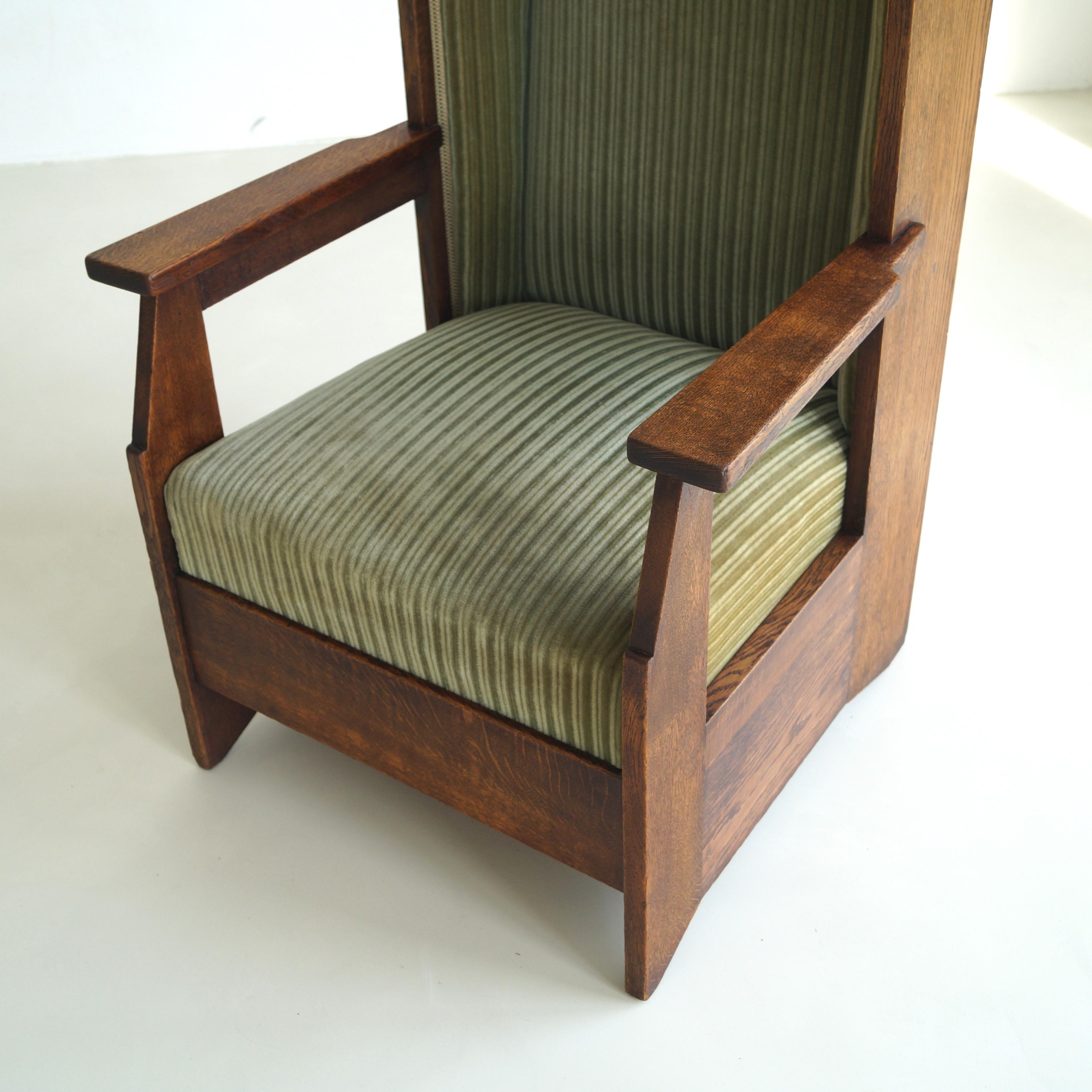 Dutch Art Deco Haagse School high back chair by Hendrik Wouda for Pander, 1924 For Sale 13