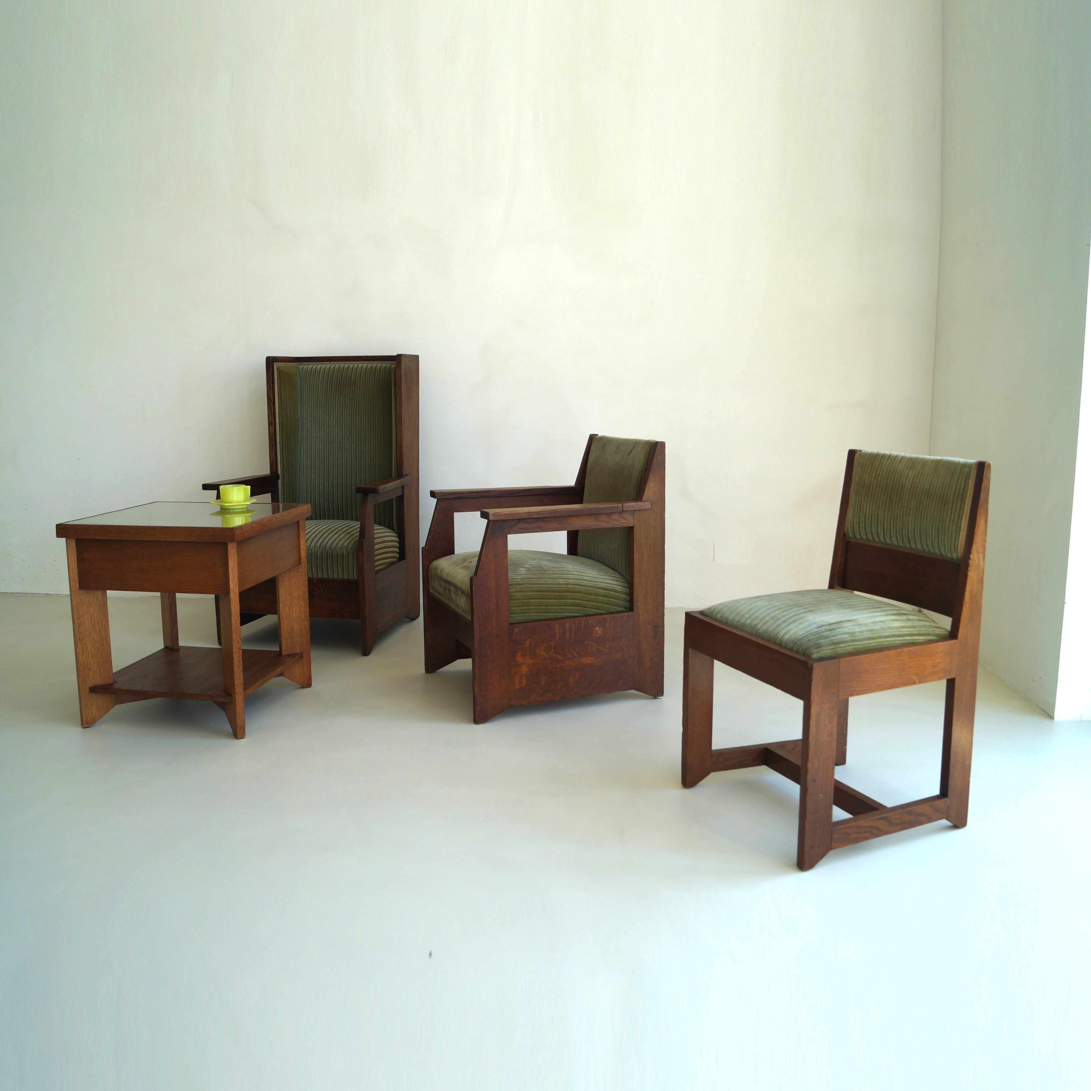 Dutch Art Deco Haagse School high back chair by Hendrik Wouda for Pander, 1924 15