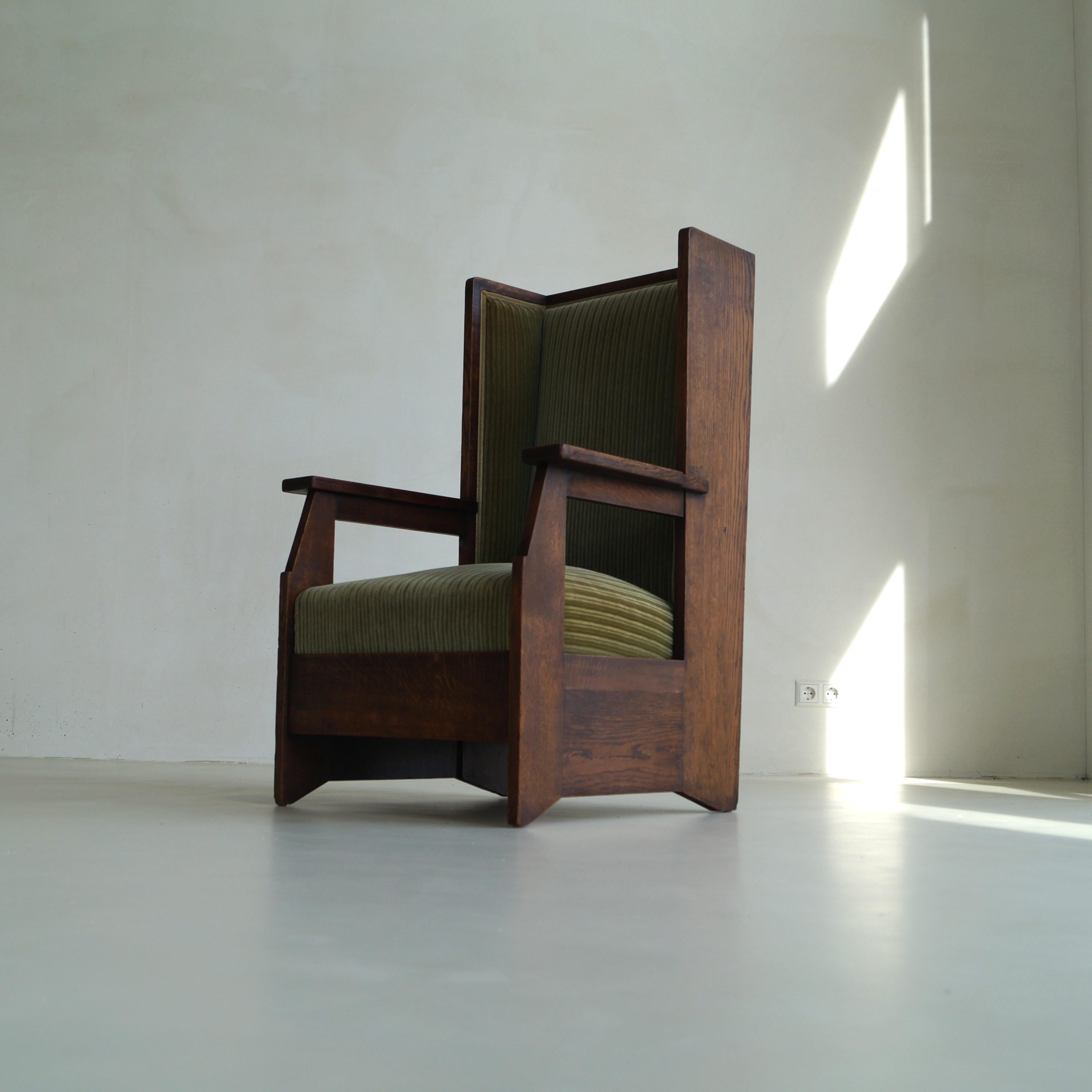 Dutch Art Deco Haagse School high back chair by Hendrik Wouda for Pander, 1924 In Good Condition In EVERDINGEN, NL
