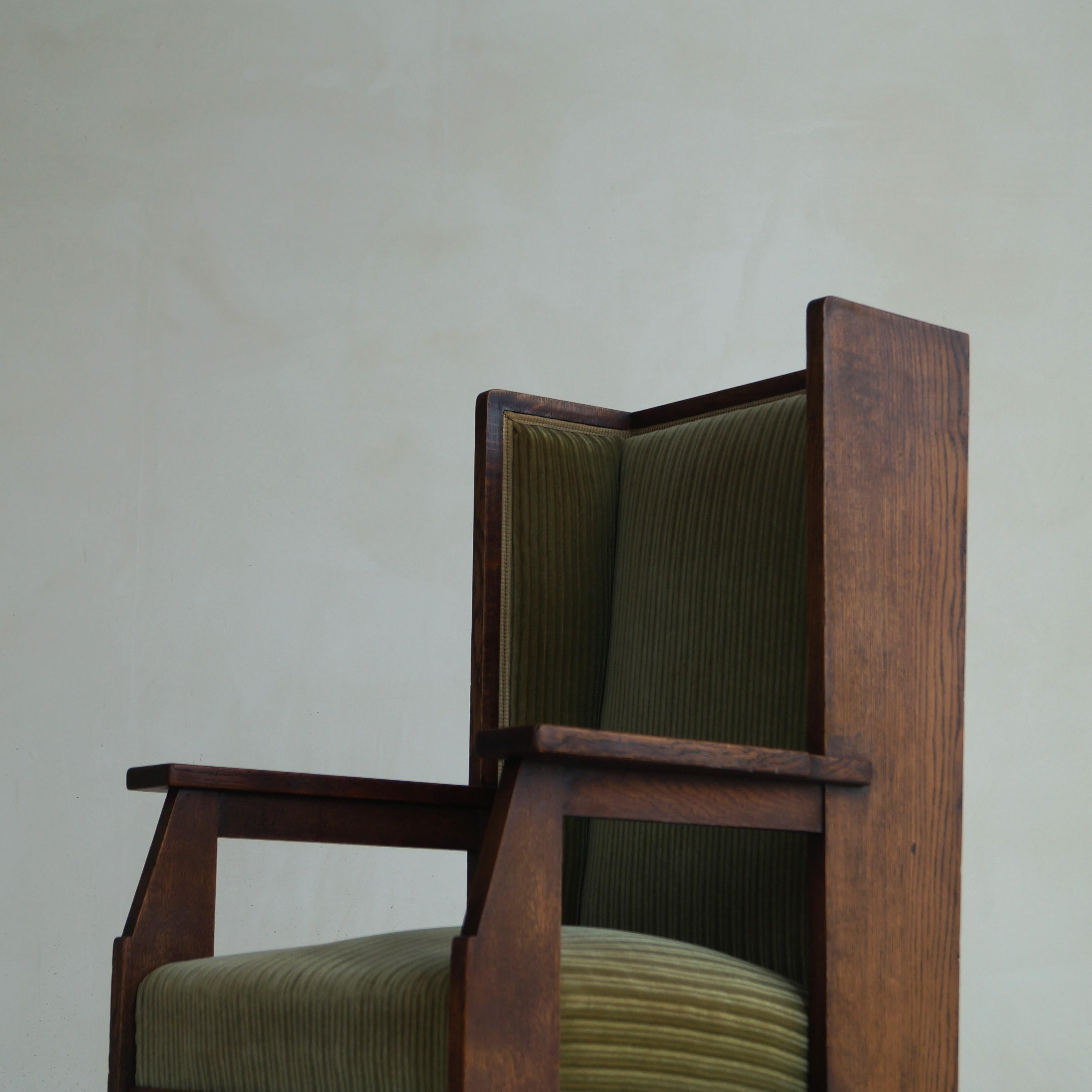 Early 20th Century Dutch Art Deco Haagse School high back chair by Hendrik Wouda for Pander, 1924 For Sale