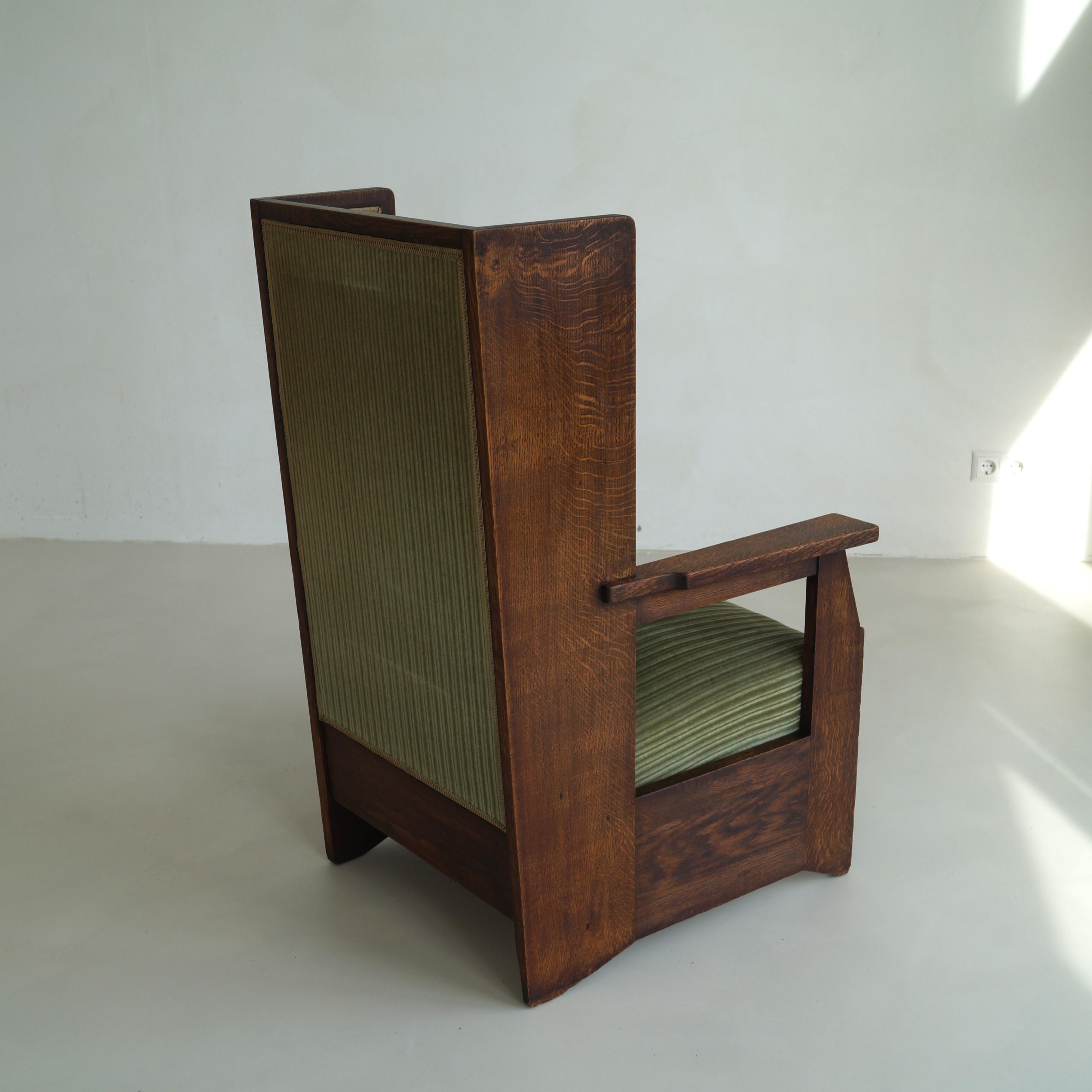 Dutch Art Deco Haagse School high back chair by Hendrik Wouda for Pander, 1924 For Sale 2