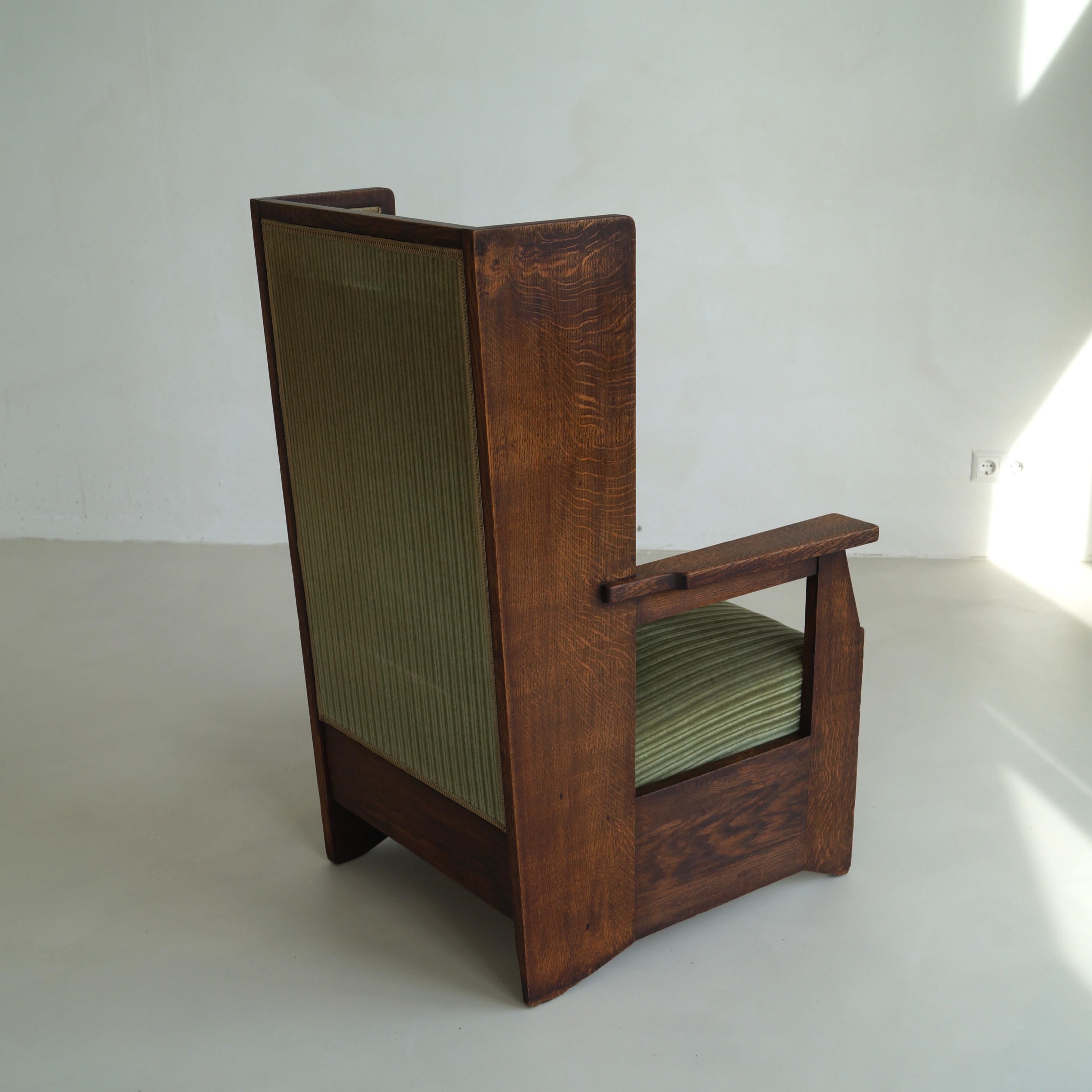 Dutch Art Deco Haagse School high back chair by Hendrik Wouda for Pander, 1924 2