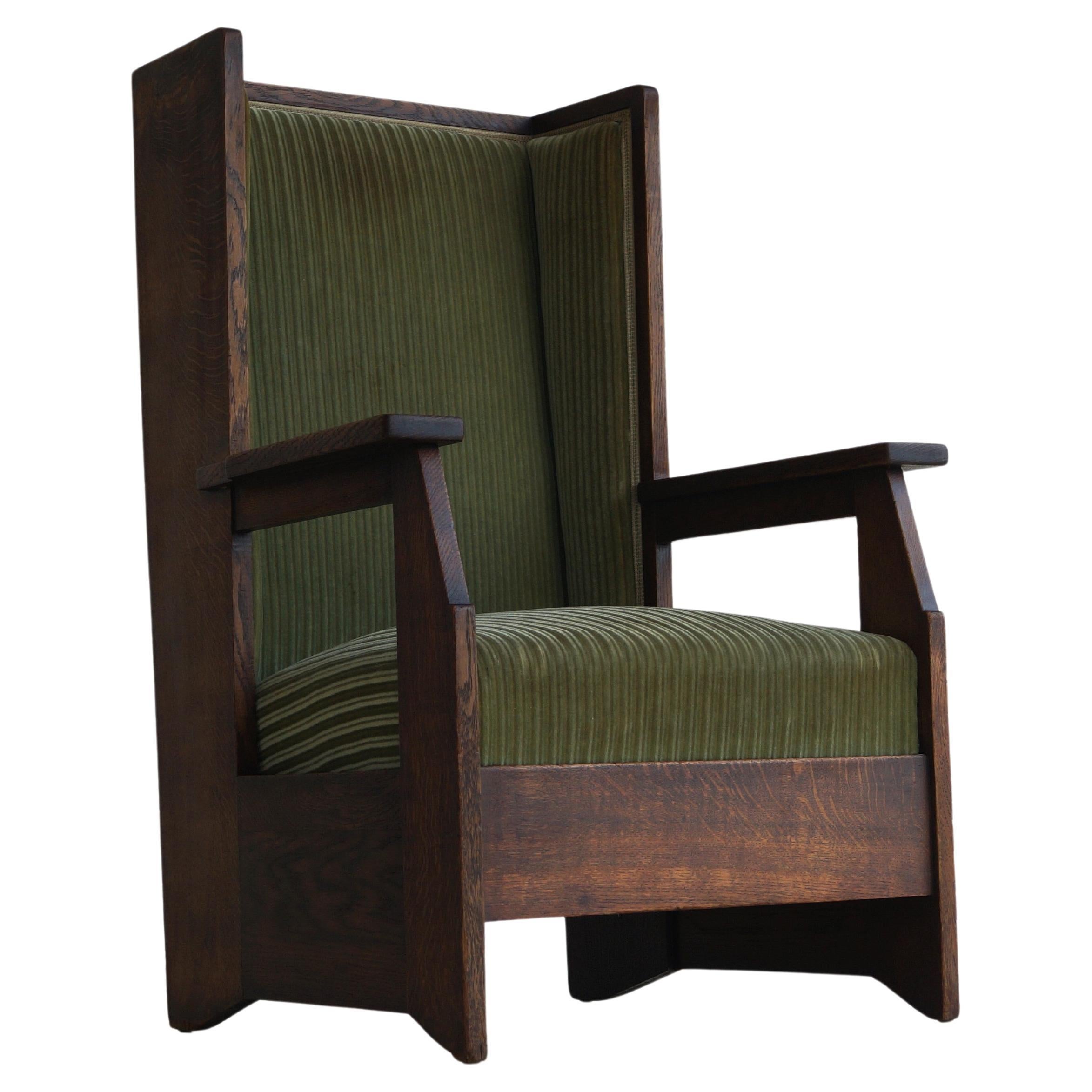Dutch Art Deco Haagse School high back chair by Hendrik Wouda for Pander, 1924 For Sale