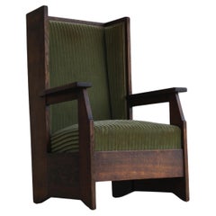 Antique Dutch Art Deco Haagse School high back chair by Hendrik Wouda for Pander, 1924