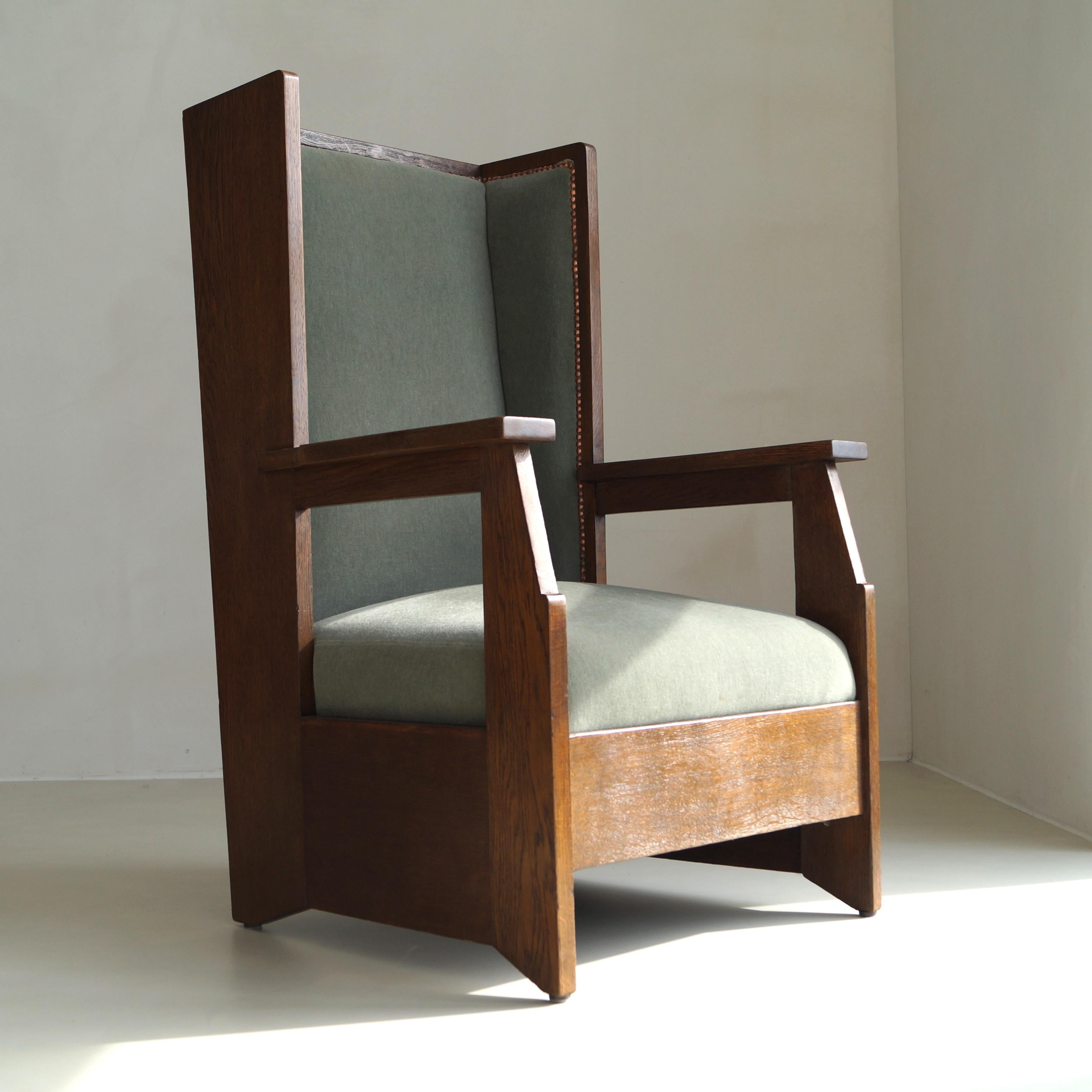Silla holandesa Art Decó Escuela Haagse de respaldo alto de Hendrik Wouda para Pander, 1924 principios del siglo XX en venta