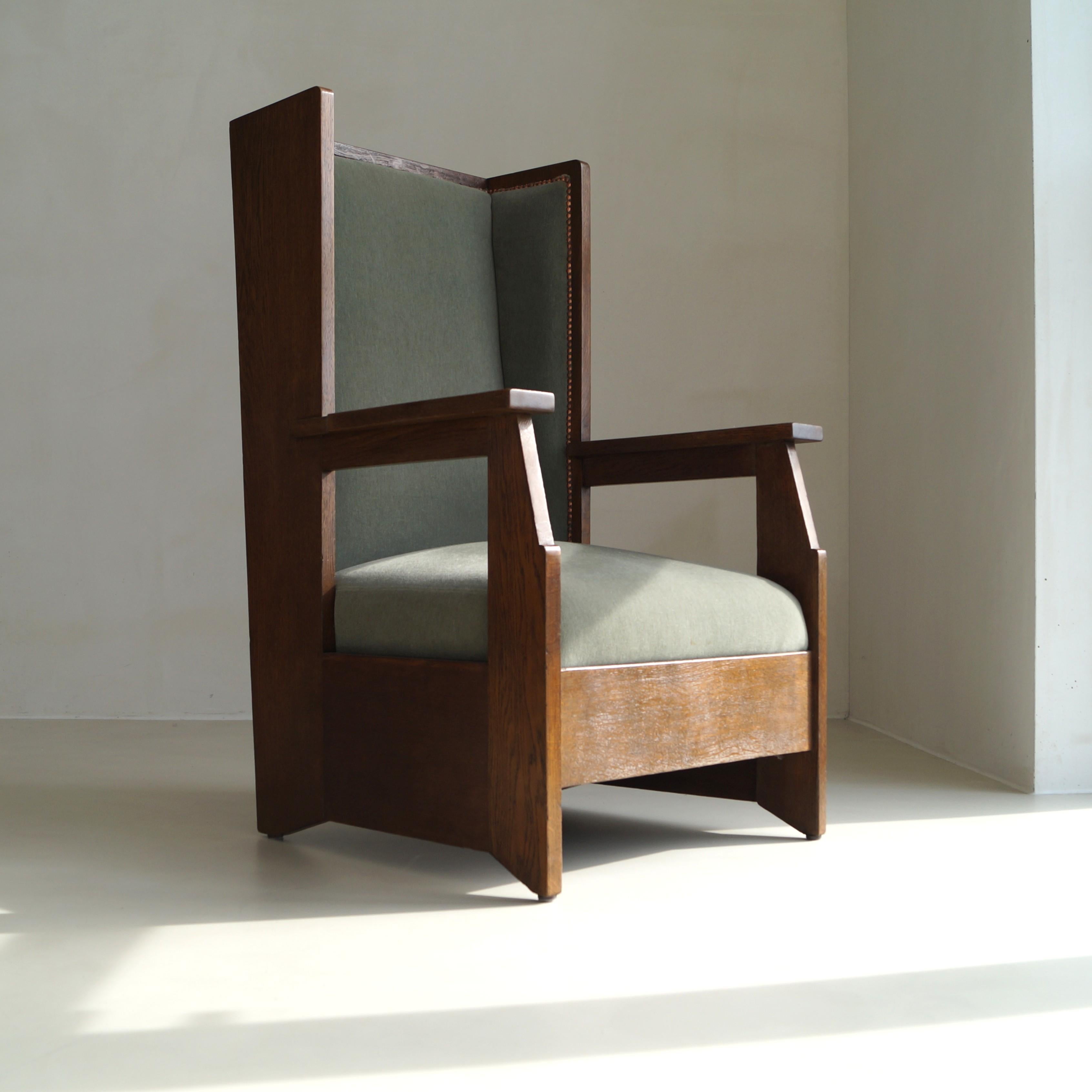 Silla holandesa Art Decó Escuela Haagse de respaldo alto de Hendrik Wouda para Pander, 1924 Tela en venta