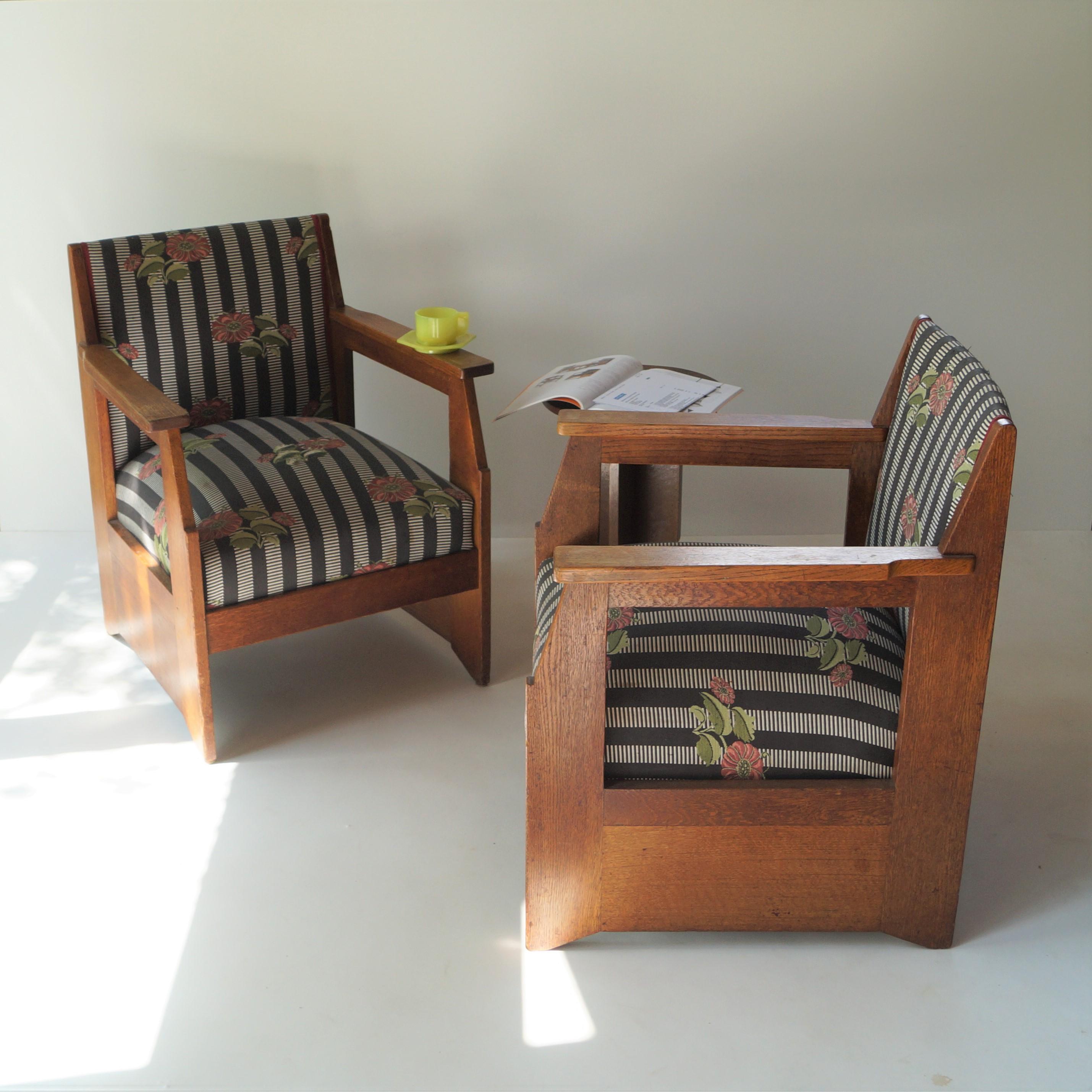 Dutch Art Deco Haagse School set of armchairs by H. Wouda for Pander, 1924 In Good Condition In EVERDINGEN, NL