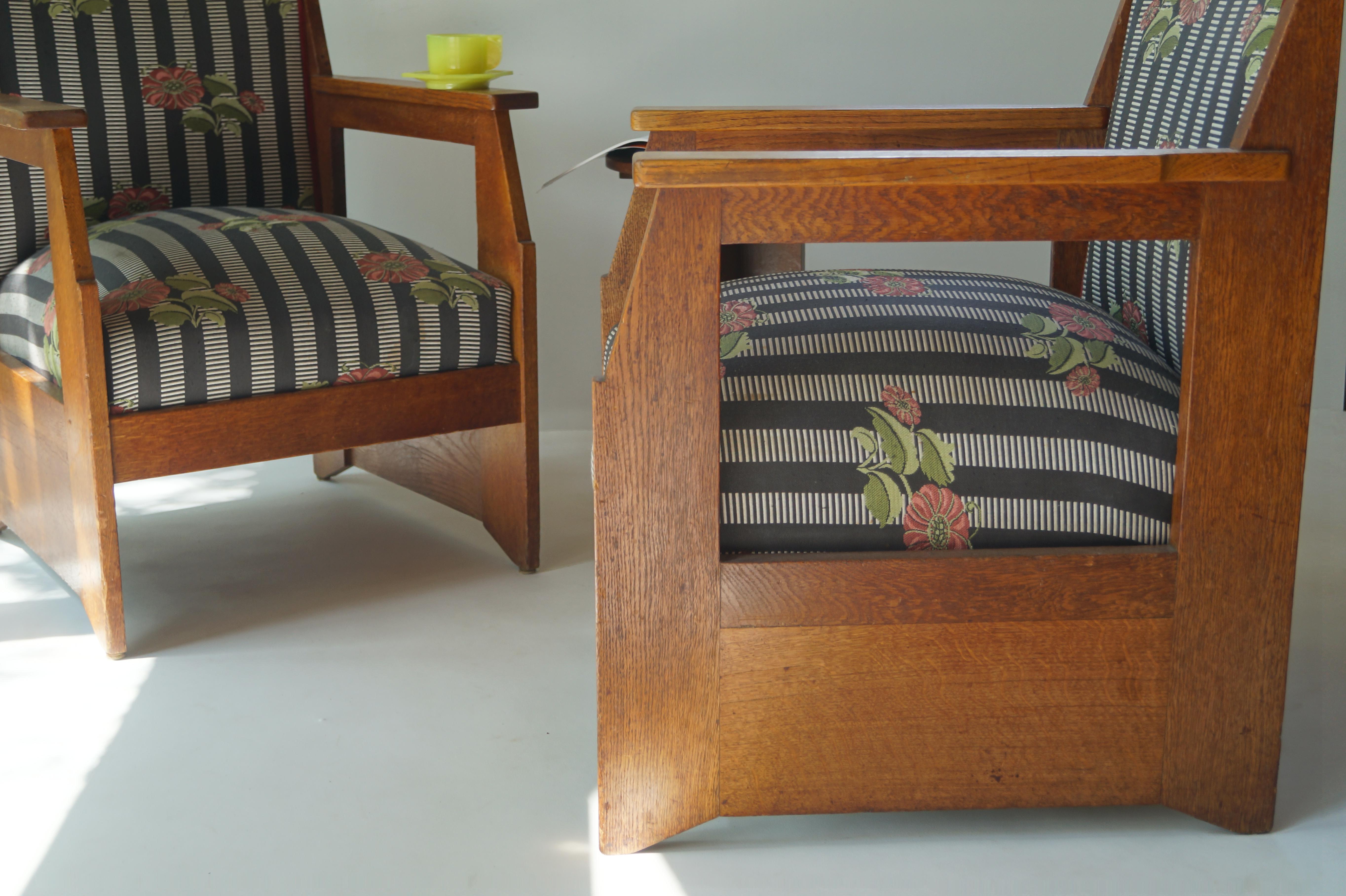 Early 20th Century Dutch Art Deco Haagse School set of armchairs by H. Wouda for Pander, 1924