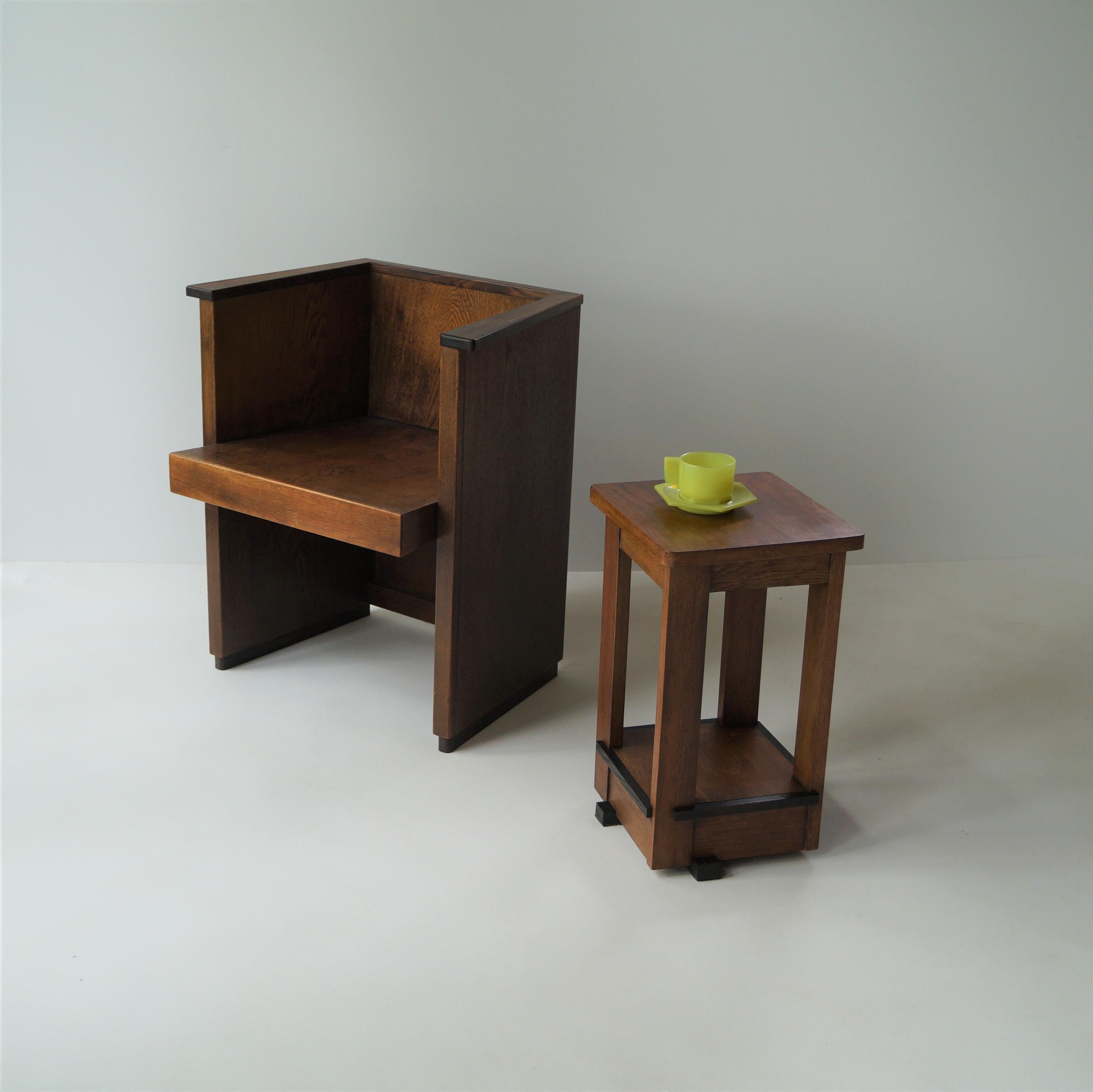 Dutch Art Deco Haagse School side table attributed to Jan Brunott, 1920s For Sale 5