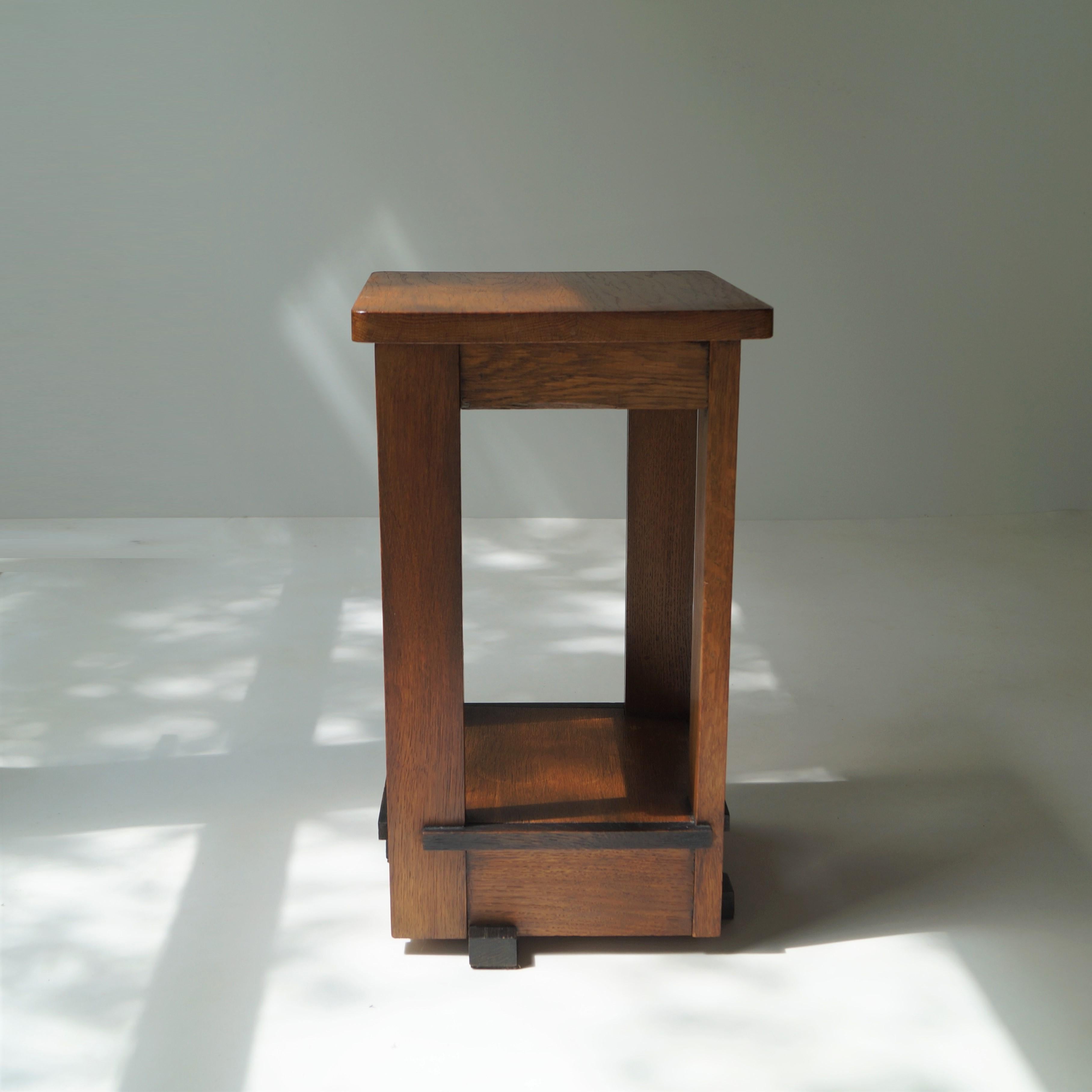 A very well made Dutch side table, typically Haagse School (The Hague School), ca. 1925. The design is very modernist. Based on similar designs and the opinion of an expert in the field, the table has been attributed to Jan Brunott