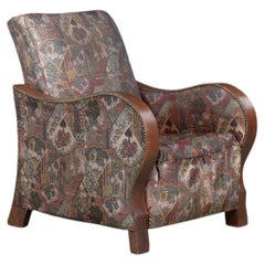 Dutch Art Deco Lounge Chair with Sculptural Walnut Arms, 1930s