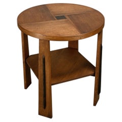 Dutch Art Deco Modernist Amsterdam School side table in Oak with square inlay
