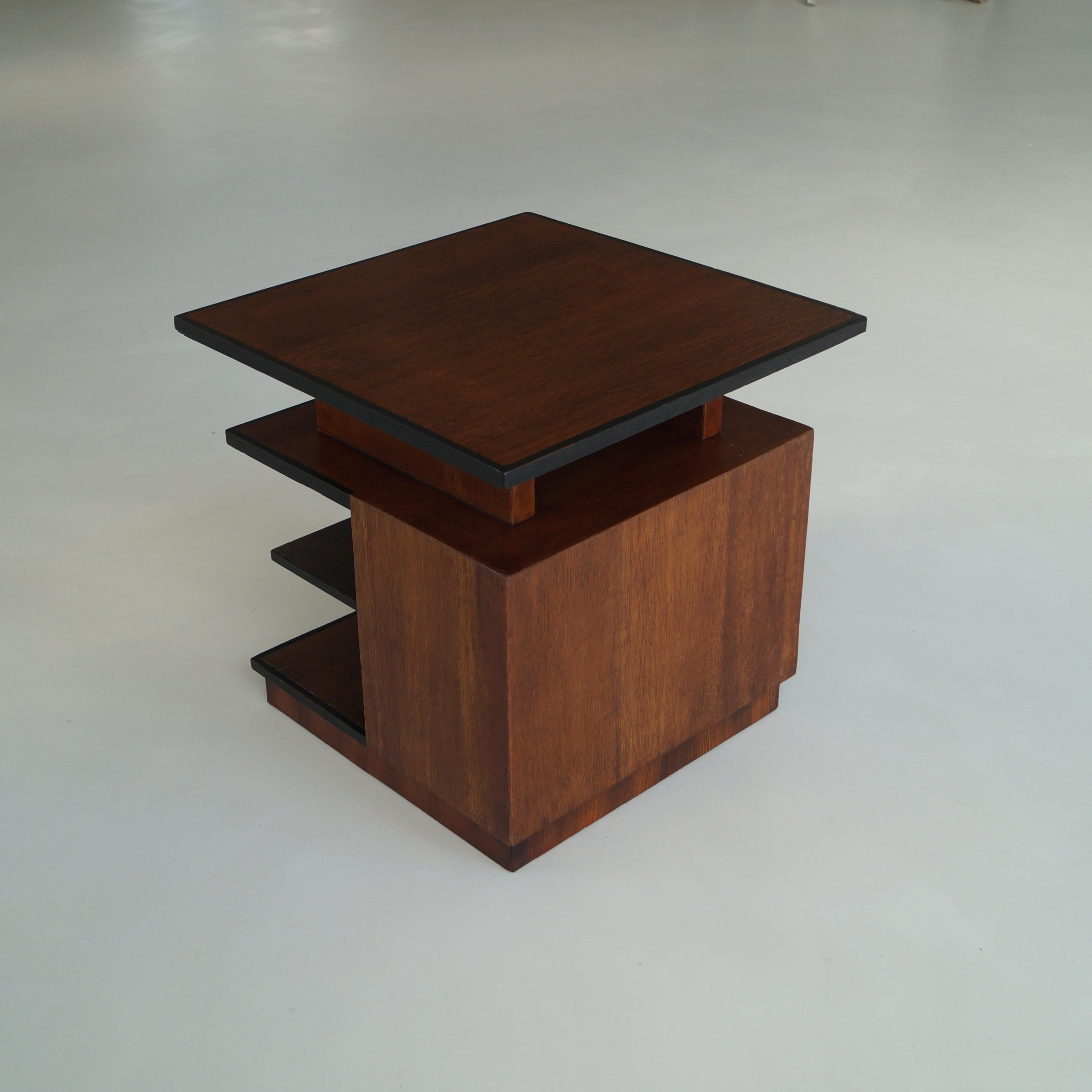 Dutch Art Deco modernist and cubist side table with storage, 1920s 5