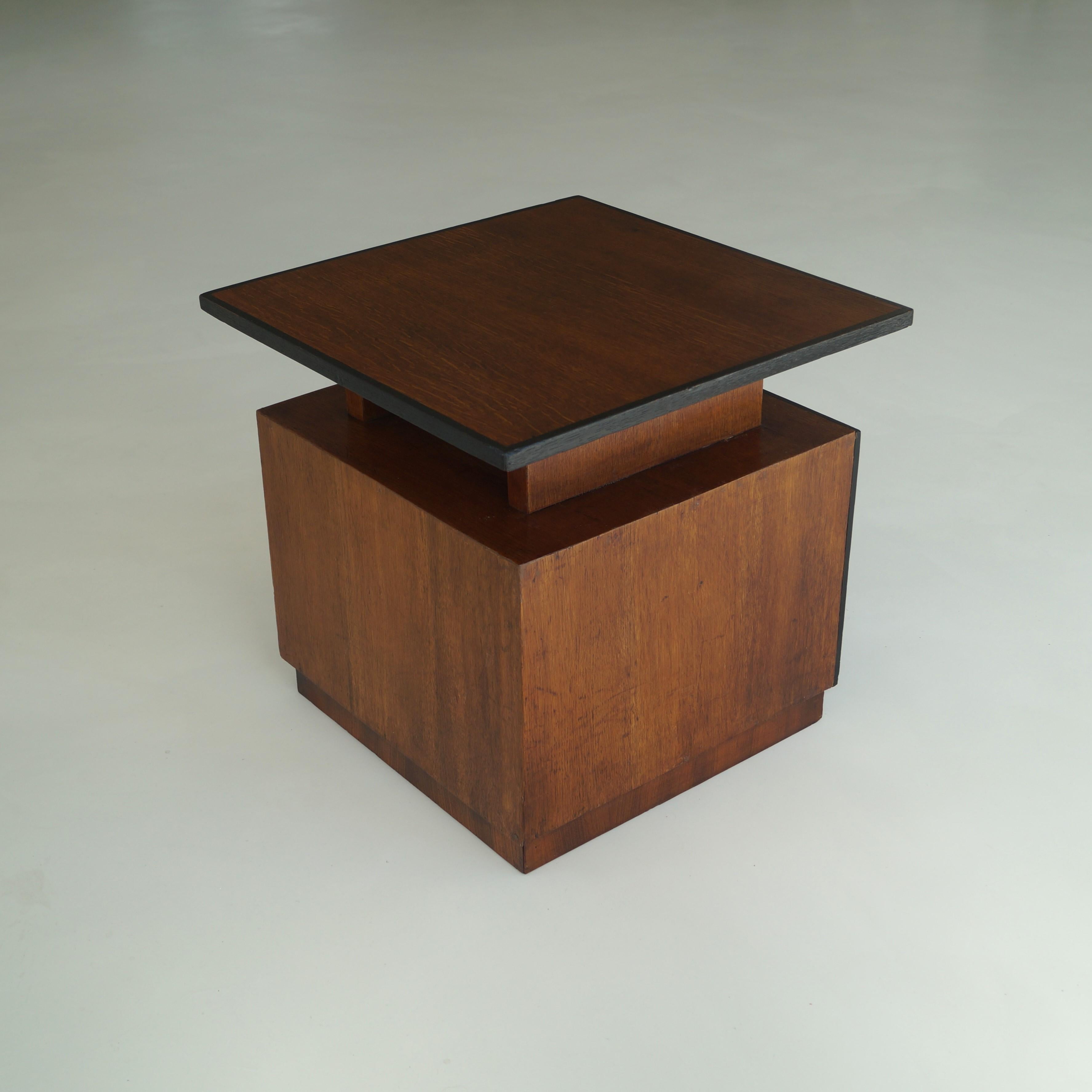Dutch Art Deco modernist and cubist side table with storage, 1920s 6