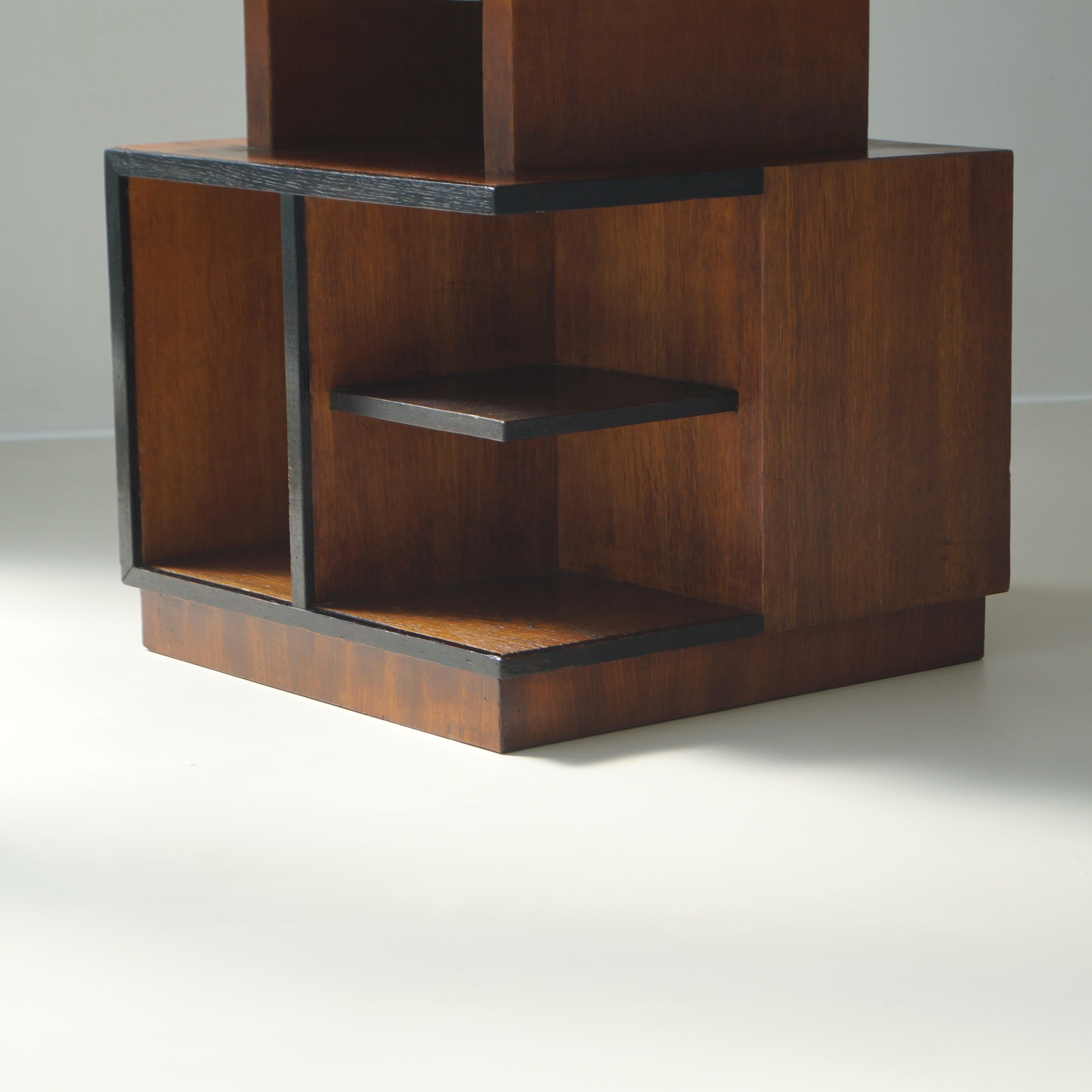 Dutch Art Deco modernist and cubist side table with storage, 1920s 8