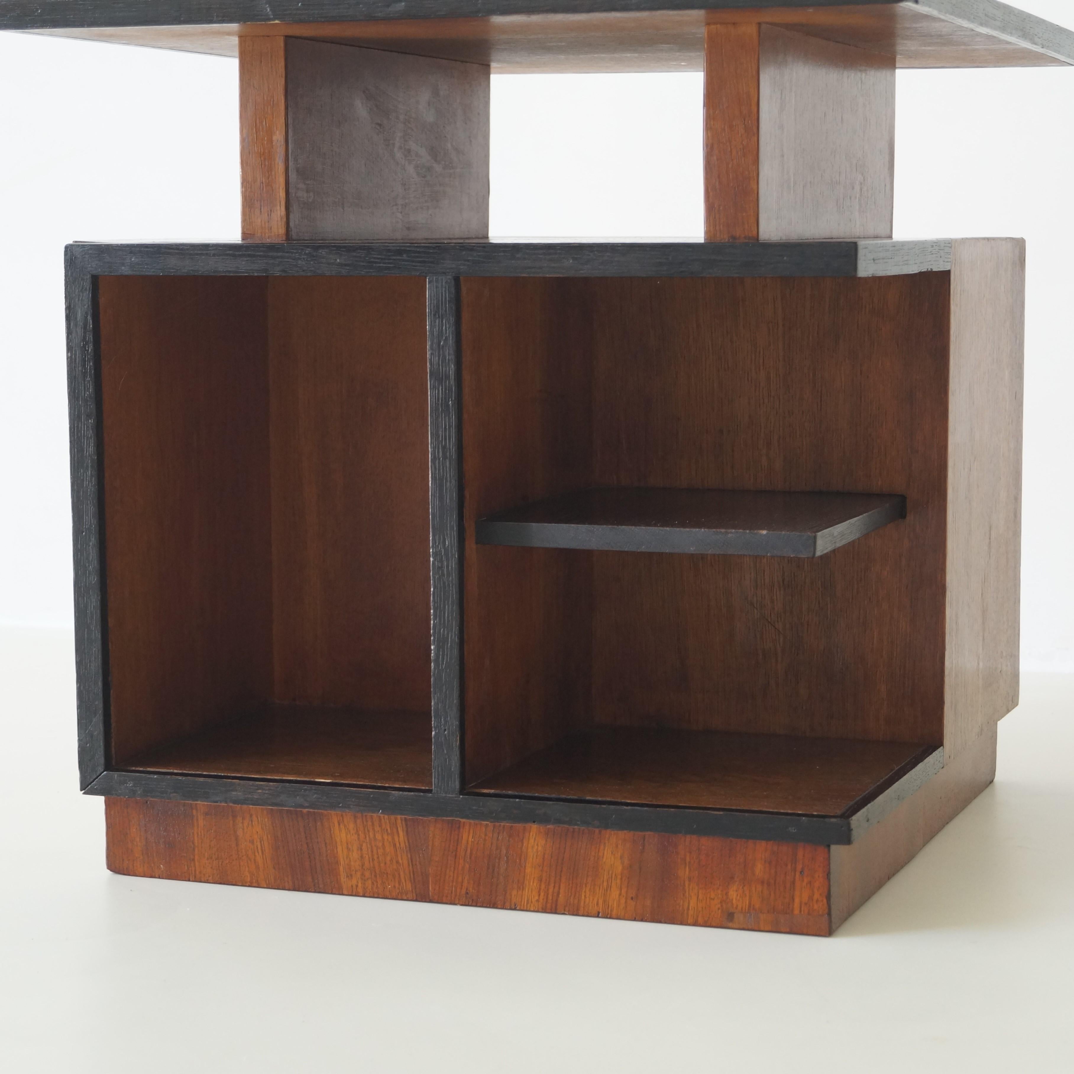 Dutch Art Deco modernist and cubist side table with storage, 1920s 9