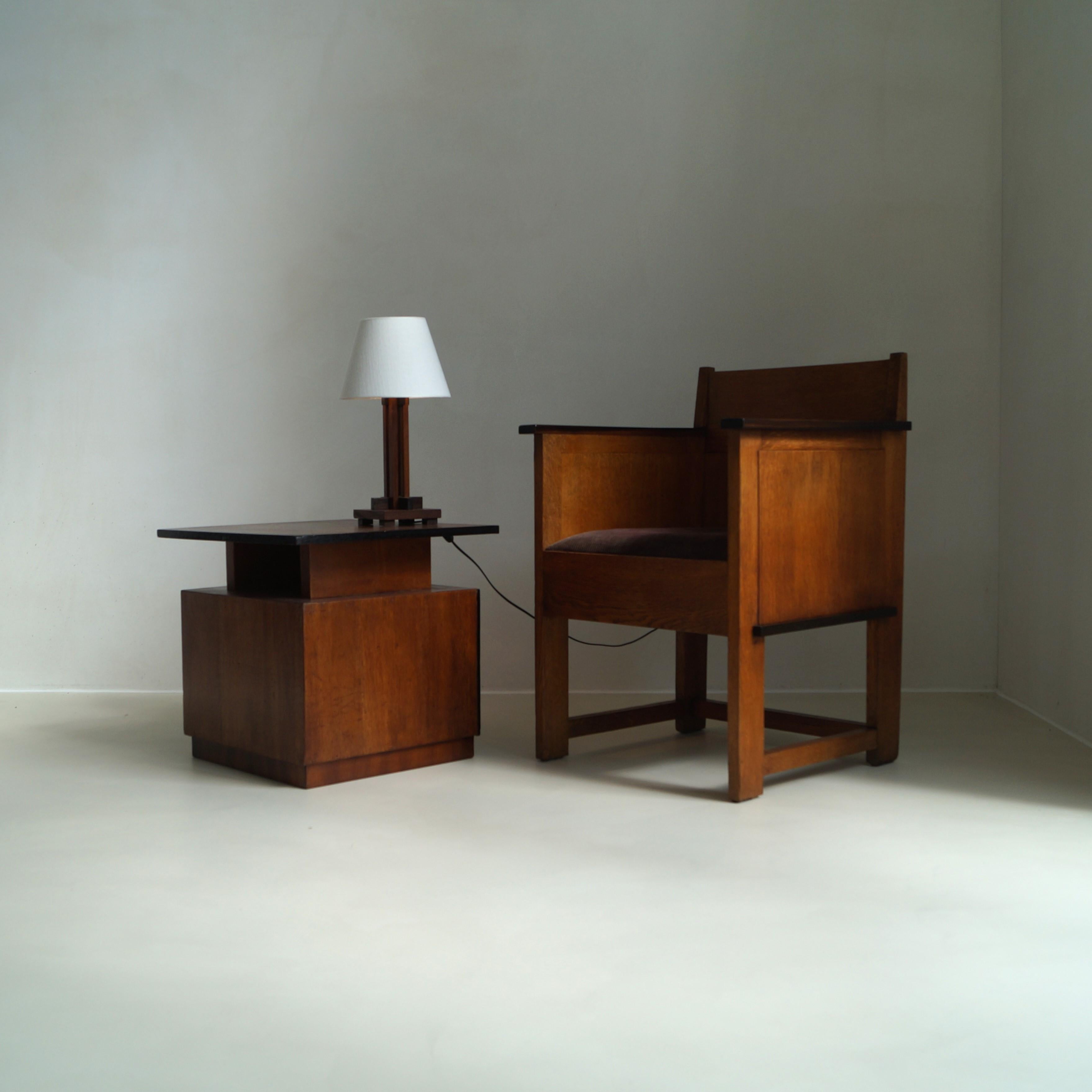 Dutch Art Deco modernist and cubist side table with storage, 1920s 11