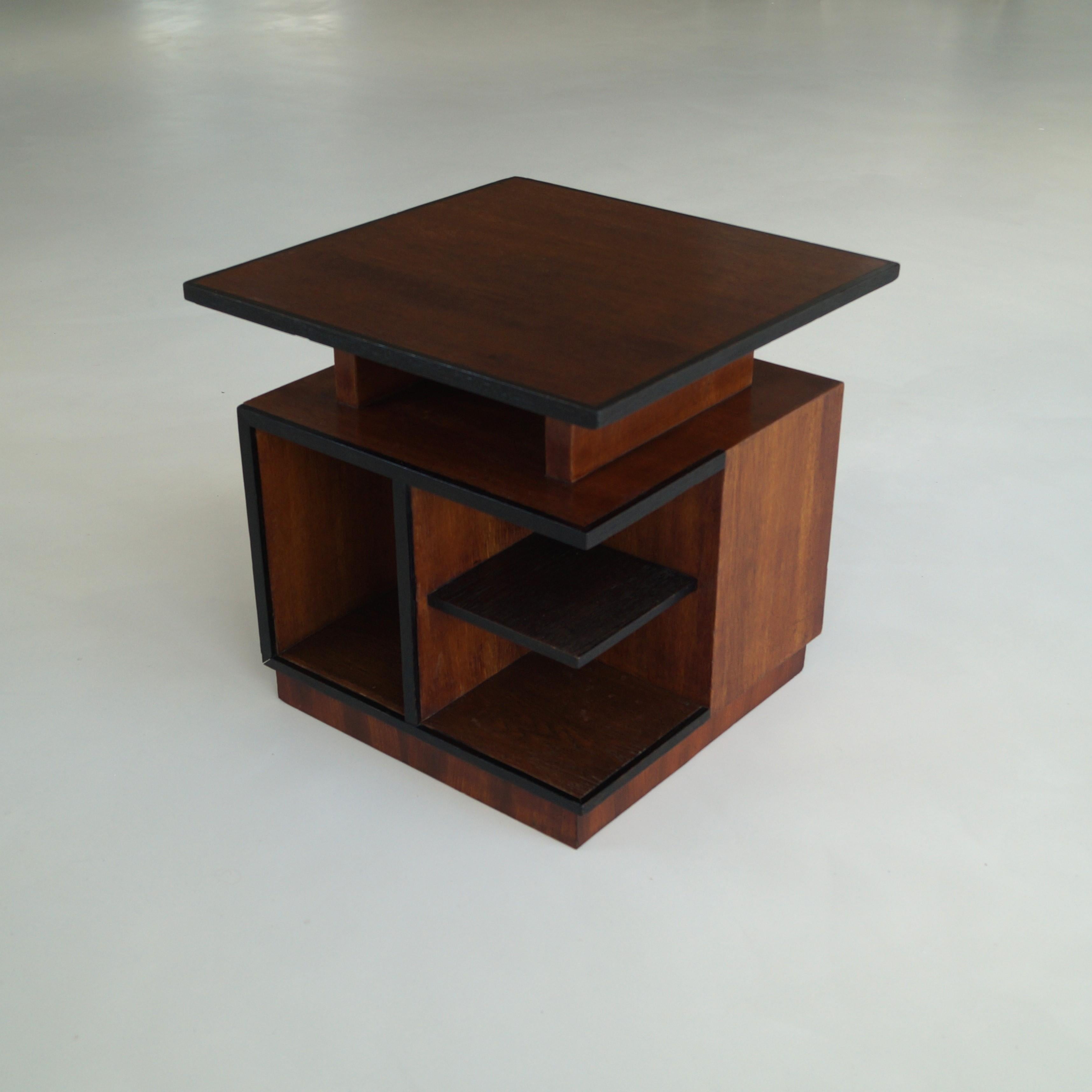 Dutch Art Deco modernist and cubist side table with storage, 1920s 2
