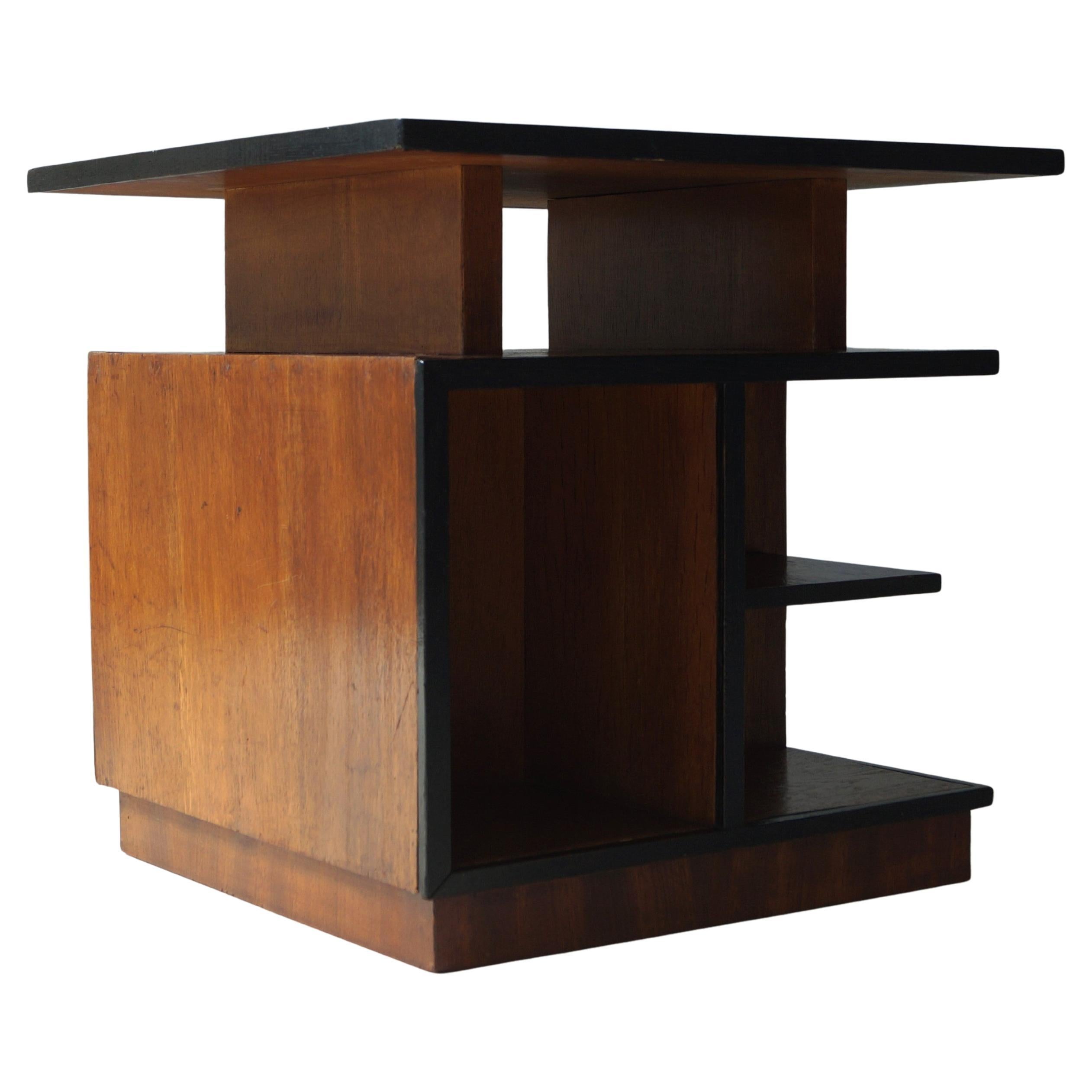 Dutch Art Deco modernist and cubist side table with storage, 1920s