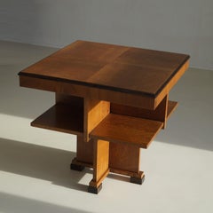 Dutch Art Deco Modernist coffee table in oak, macassar and walnut, 1920s