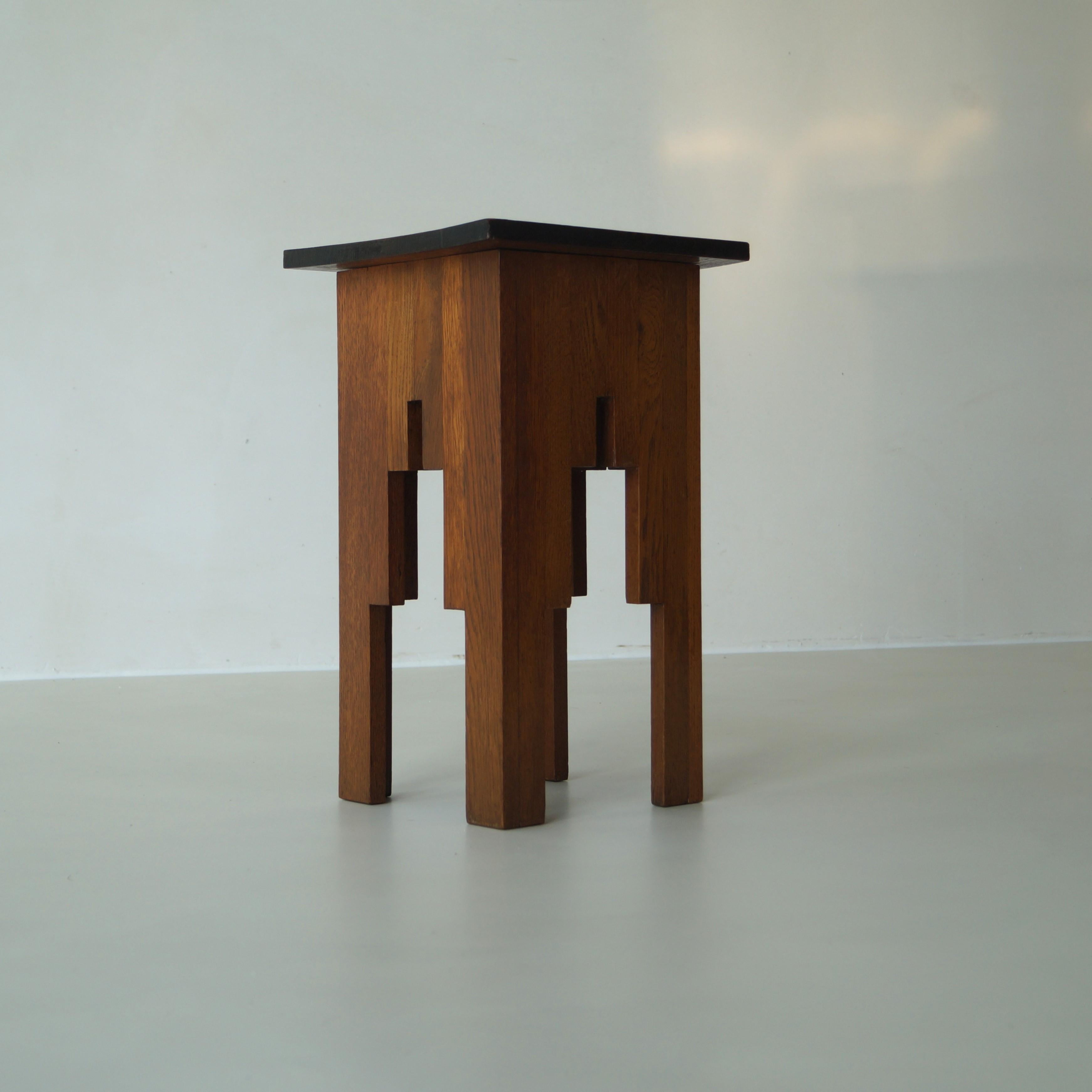 Hand-Carved Dutch Art Deco Modernist end table or bedside, 1920s