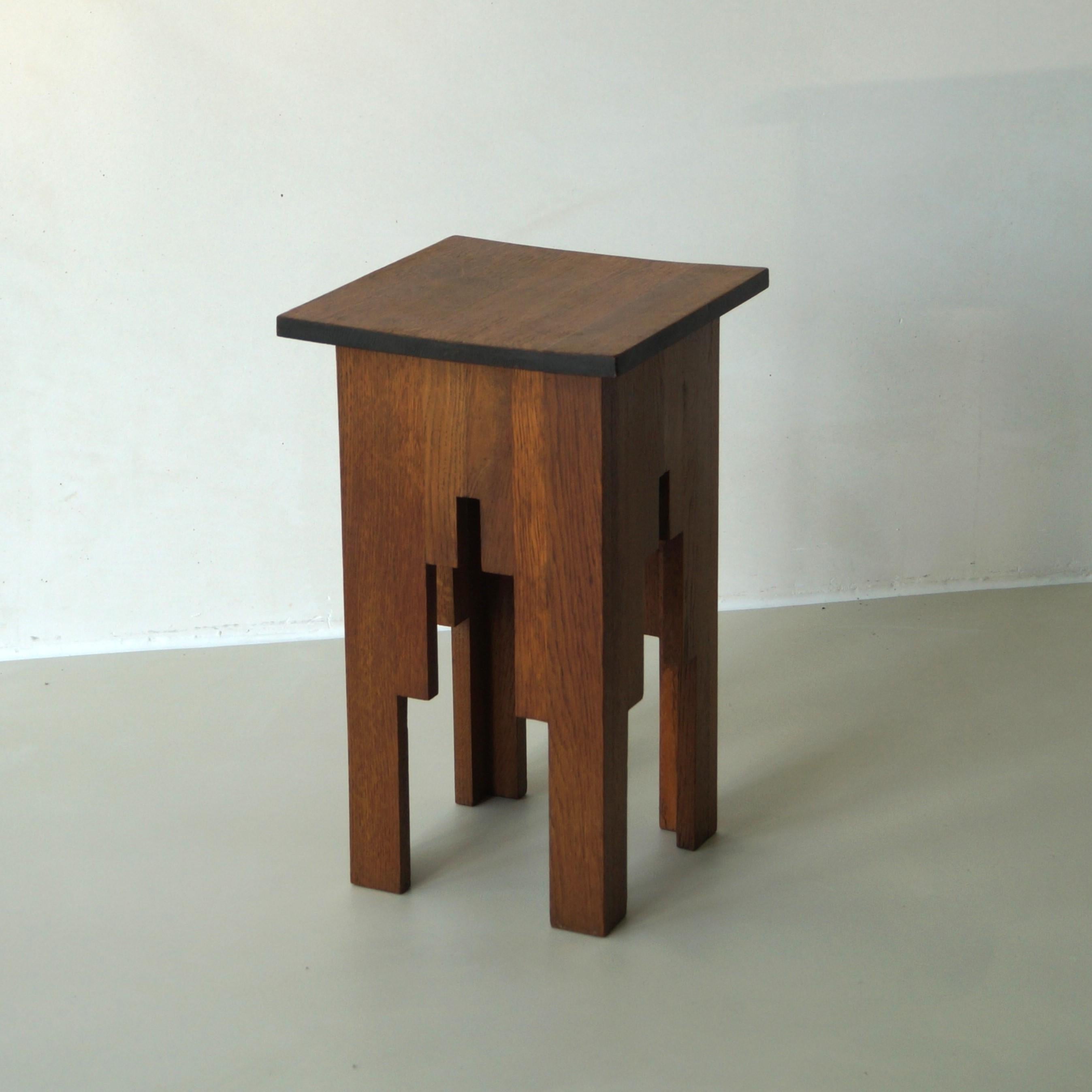 Oak Dutch Art Deco Modernist end table or bedside, 1920s