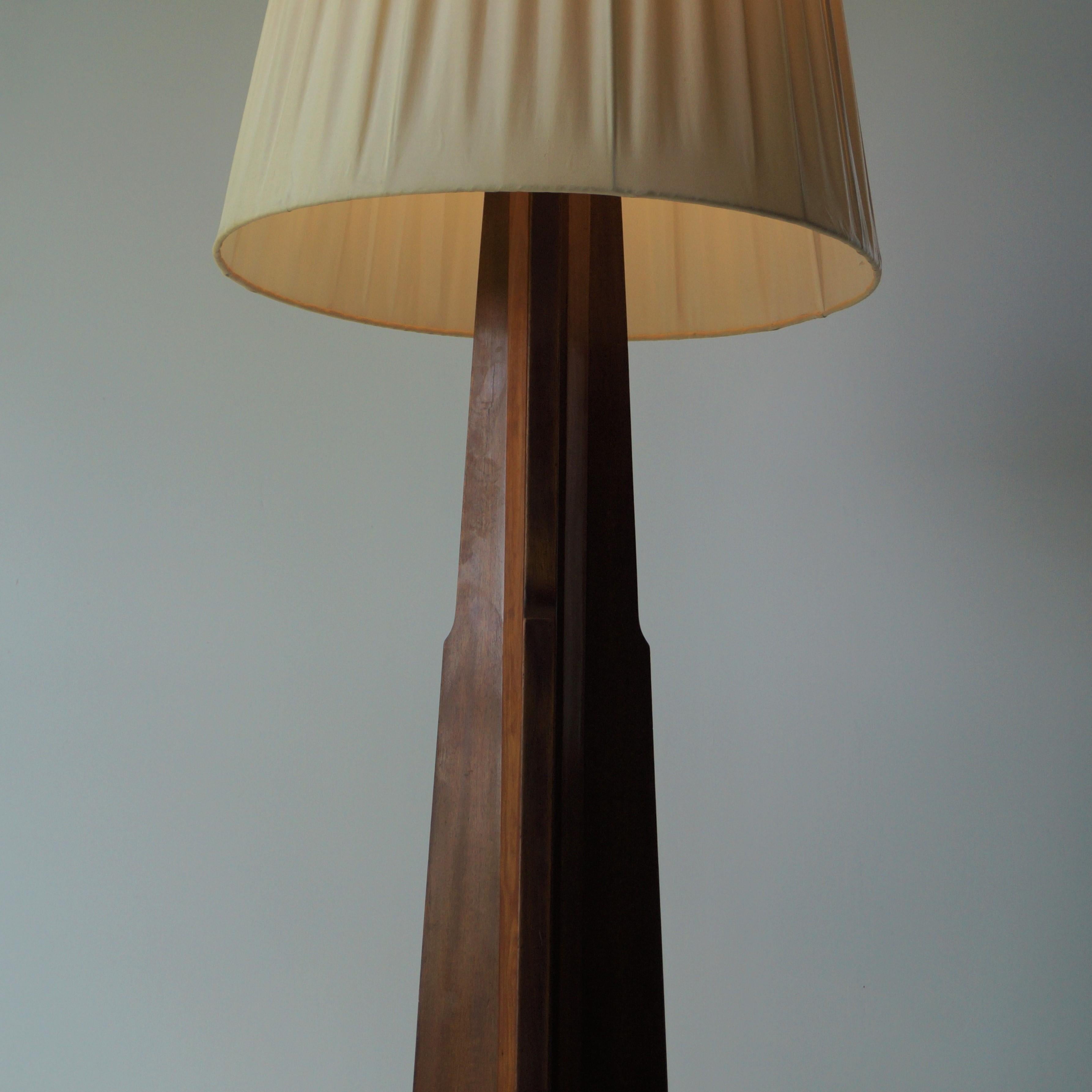 Mahogany Dutch Art Deco Modernist Floor Lamp, 1930s
