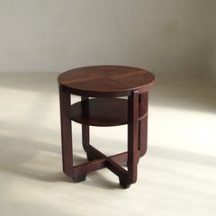 Dutch Art Deco Modernist Table with a geometric veneer pattern on the top, 1920s