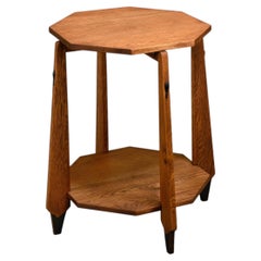 Dutch Art Deco Modernist octagon Amsterdam School side table in solid oak, 1930s