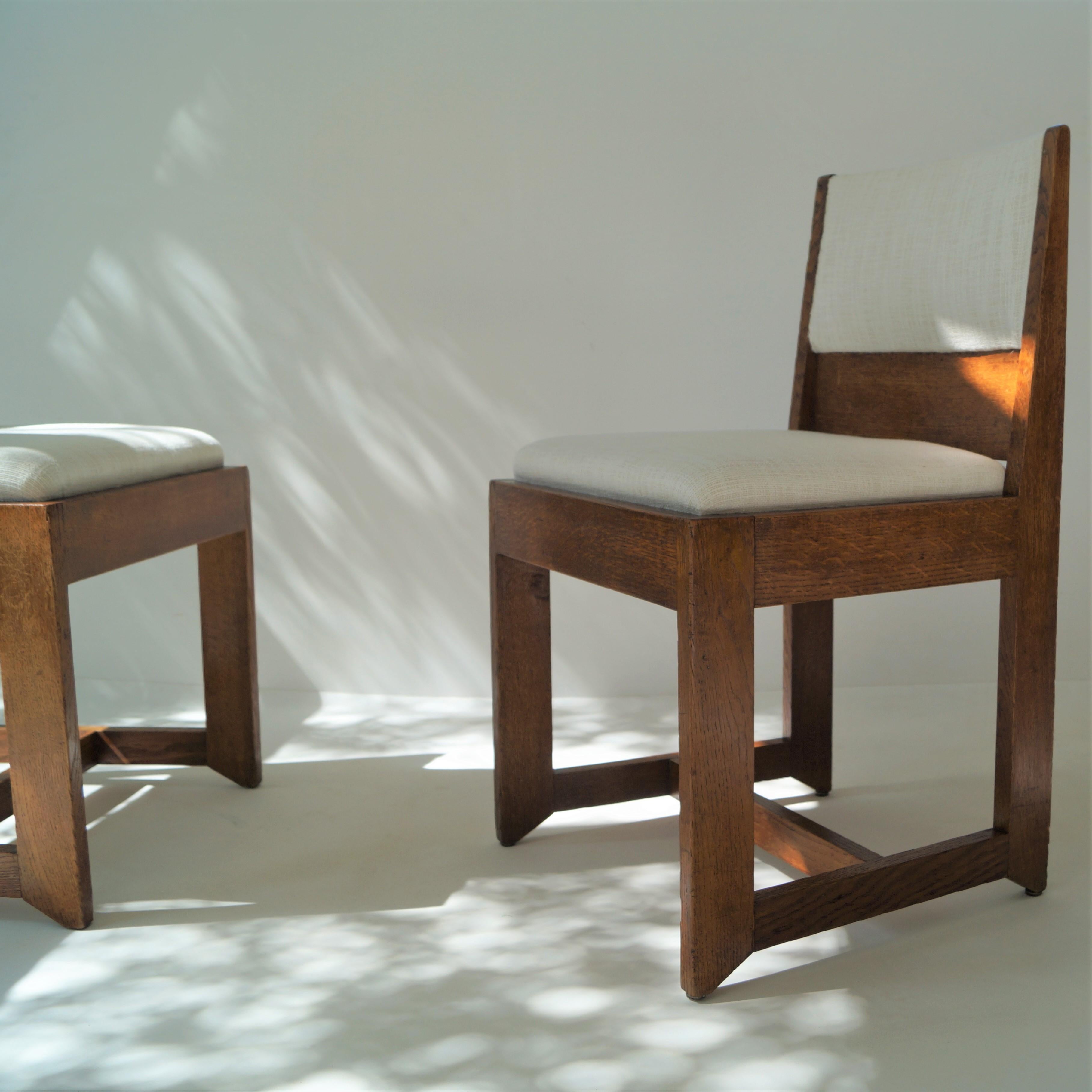 Oak Dutch Art Deco Modernist set of chairs by H. Wouda for Pander, 1924 For Sale