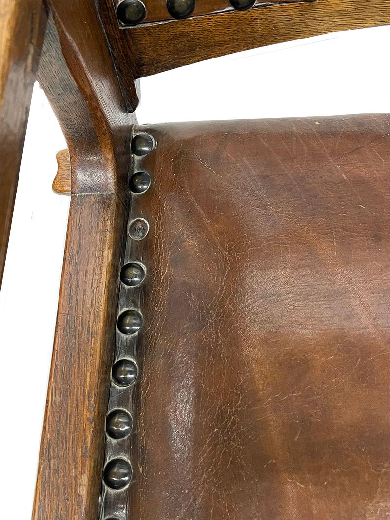 Dutch Art Deco oak and leather armchair, 1920s For Sale 6